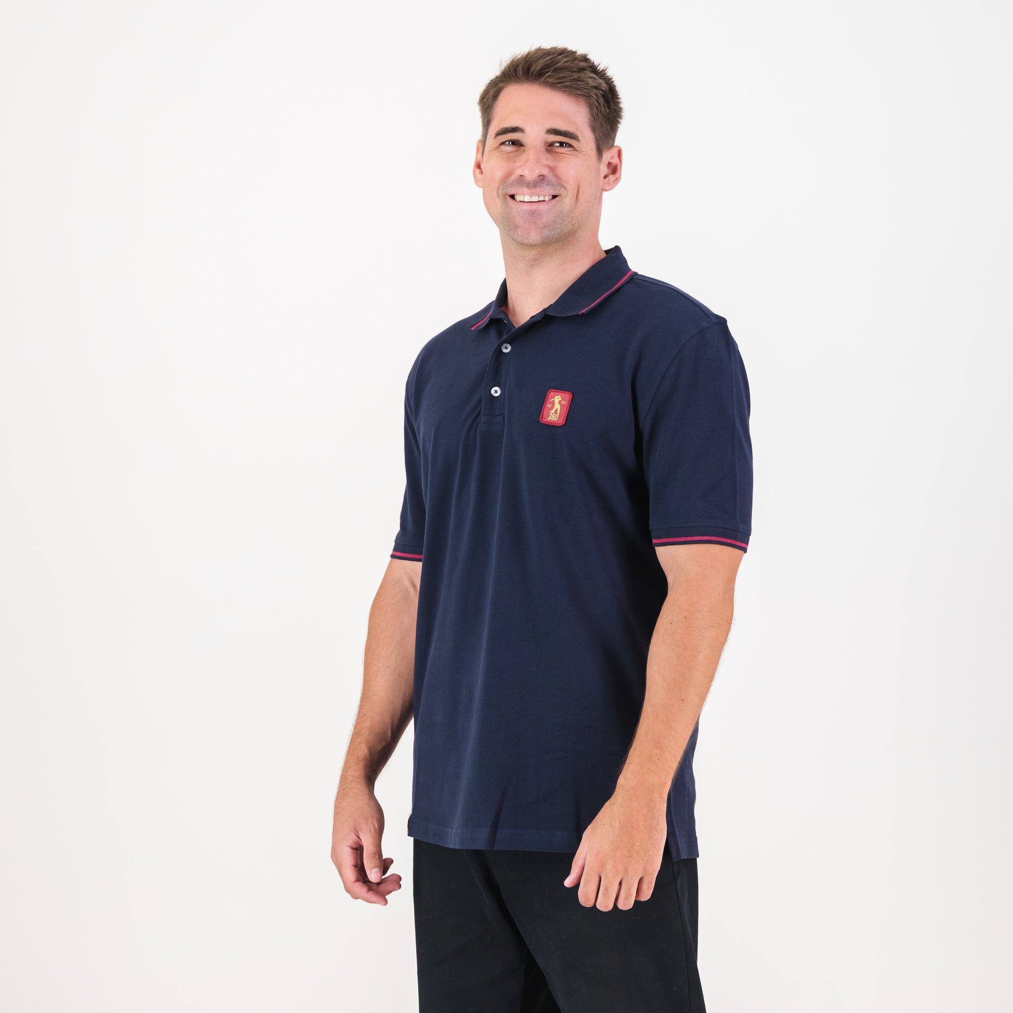 AB de Villiers 360 Small Logo Short Sleeve Polo Navy - Old School