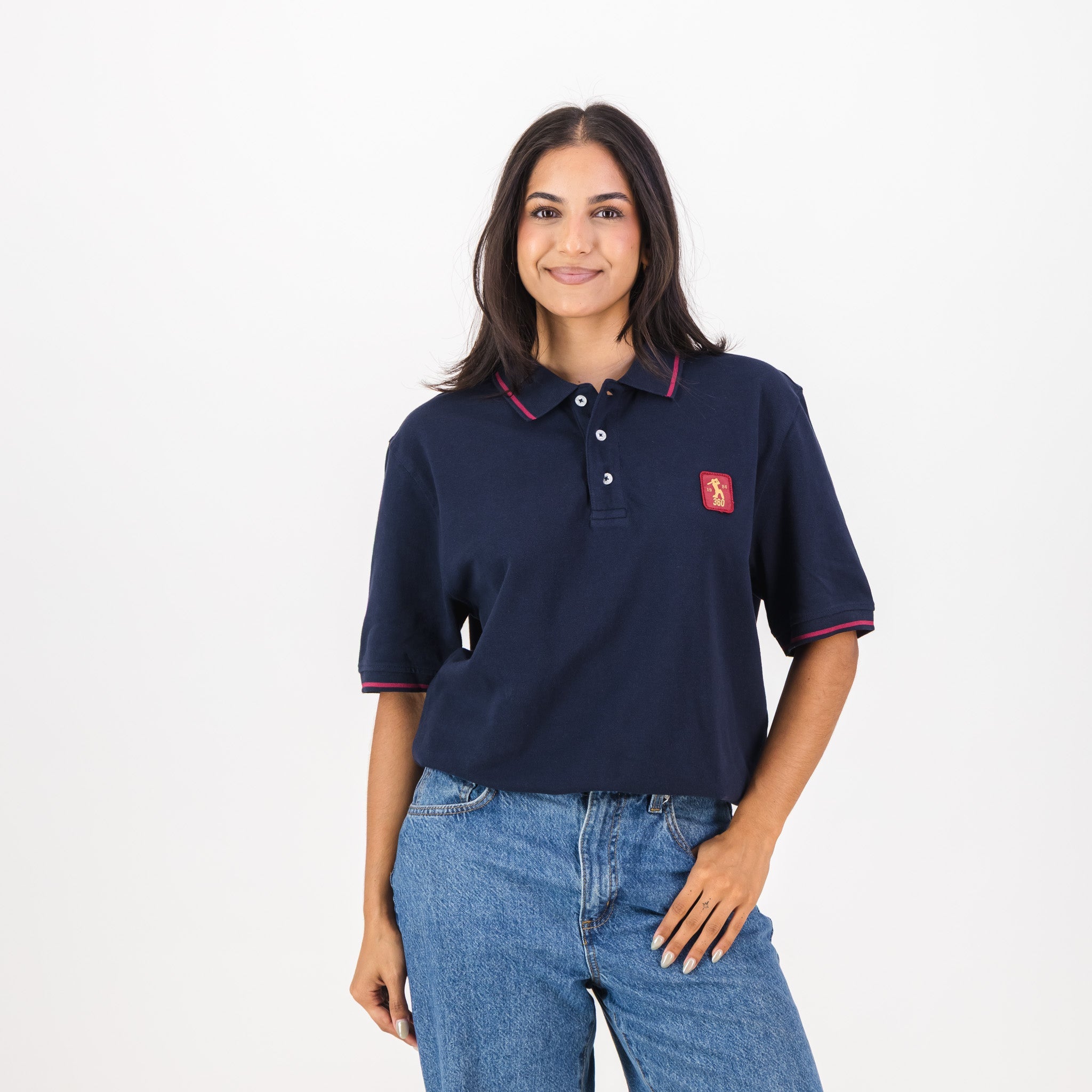 AB de Villiers 360 Small Logo Short Sleeve Polo Navy - Old School