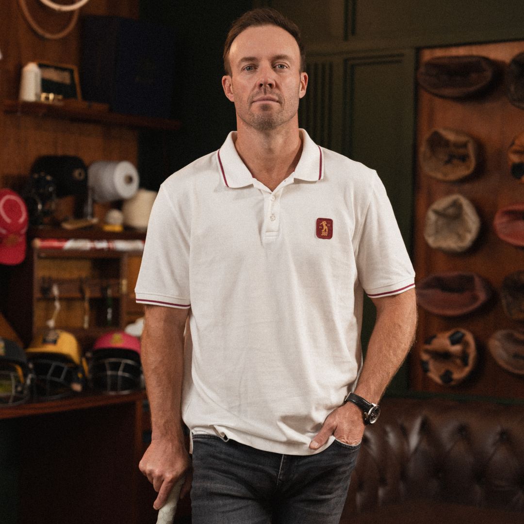 AB de Villiers 360 Small Logo Short Sleeve Polo White - Old School