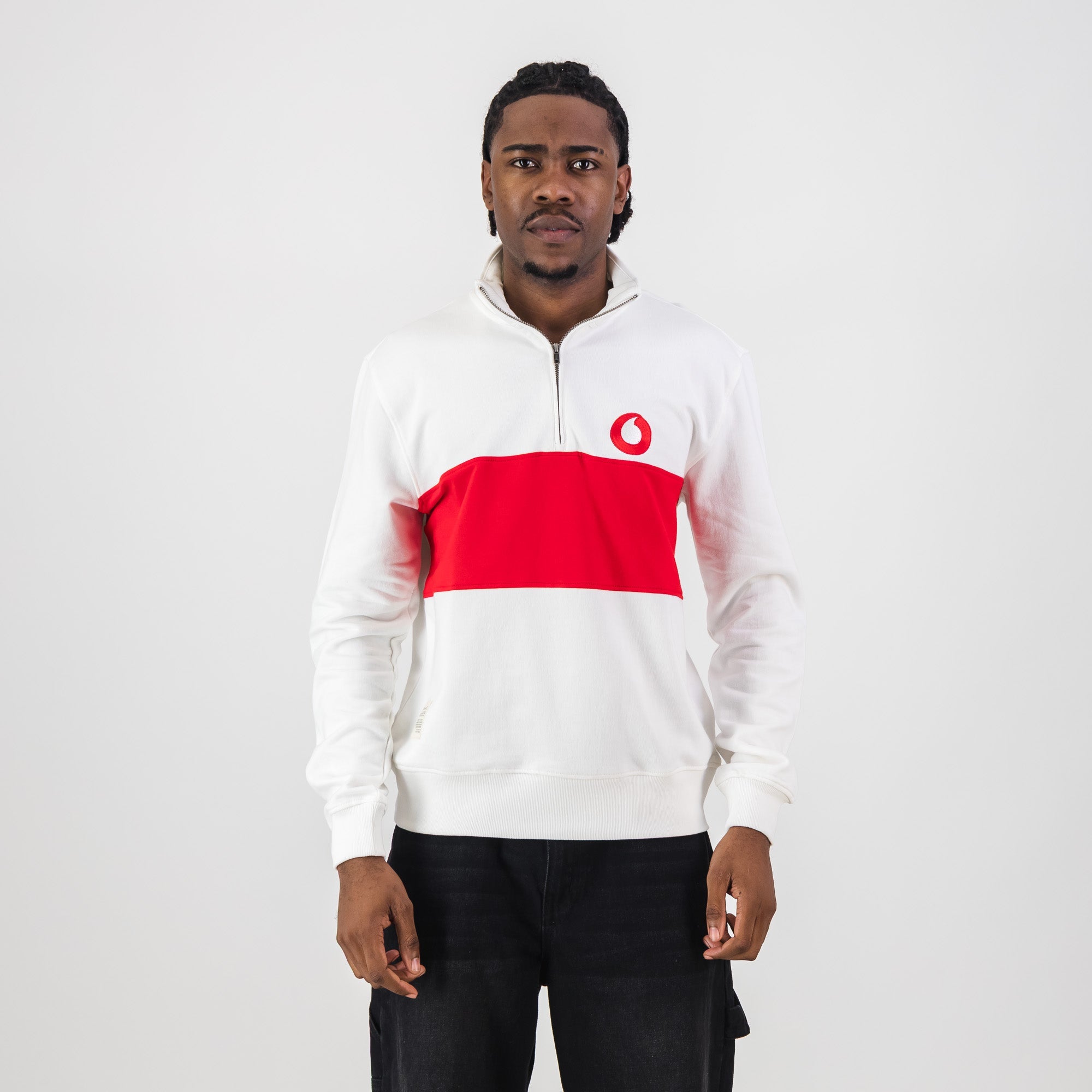 B2B Vodacom Quarter Zip Sweat White - Old School