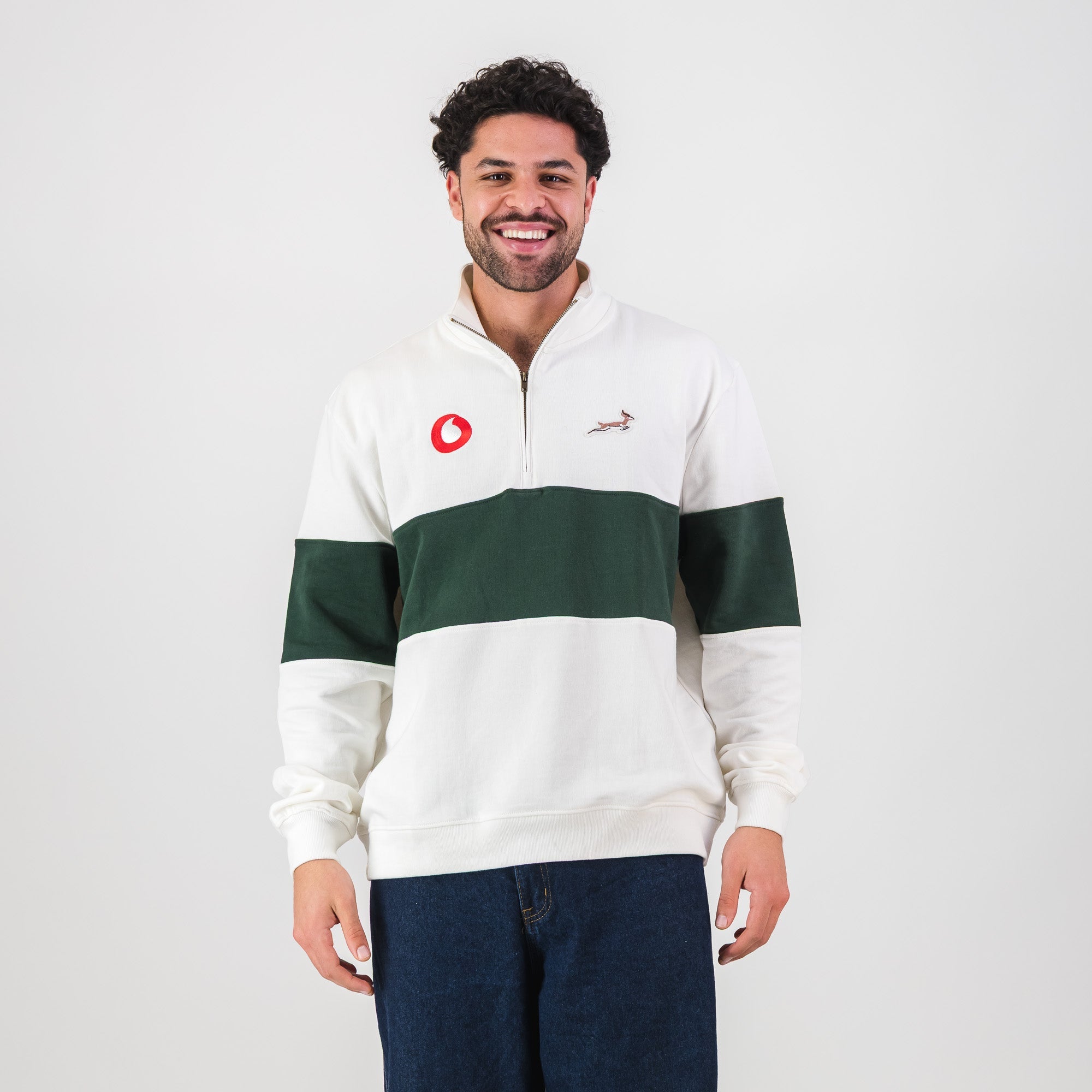 B2B Vodacom SB Classic Hoop Quarter Zip - Cloud Dancer - Old School