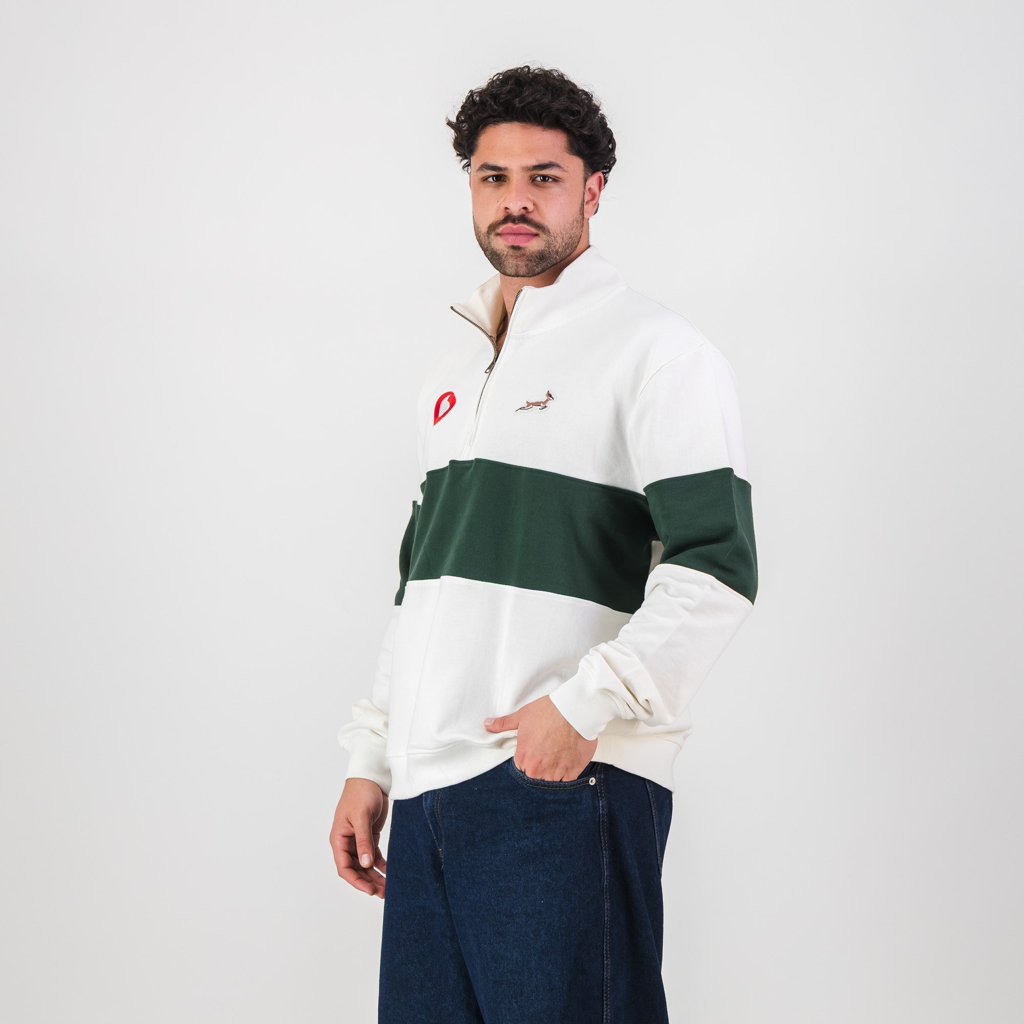 B2B Vodacom SB Classic Hoop Quarter Zip - Cloud Dancer - Old School