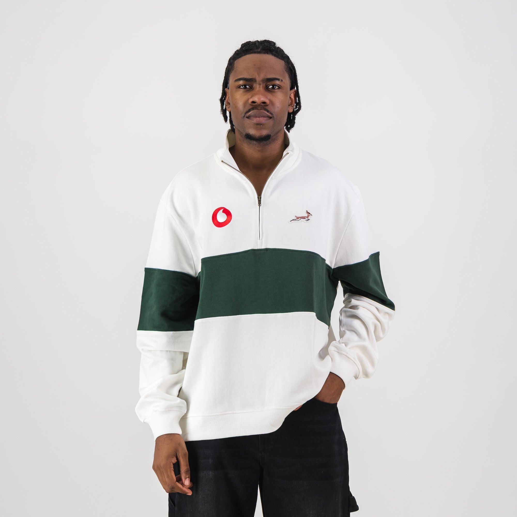 B2B Vodacom SB Classic Hoop Quarter Zip - Cloud Dancer - Old School