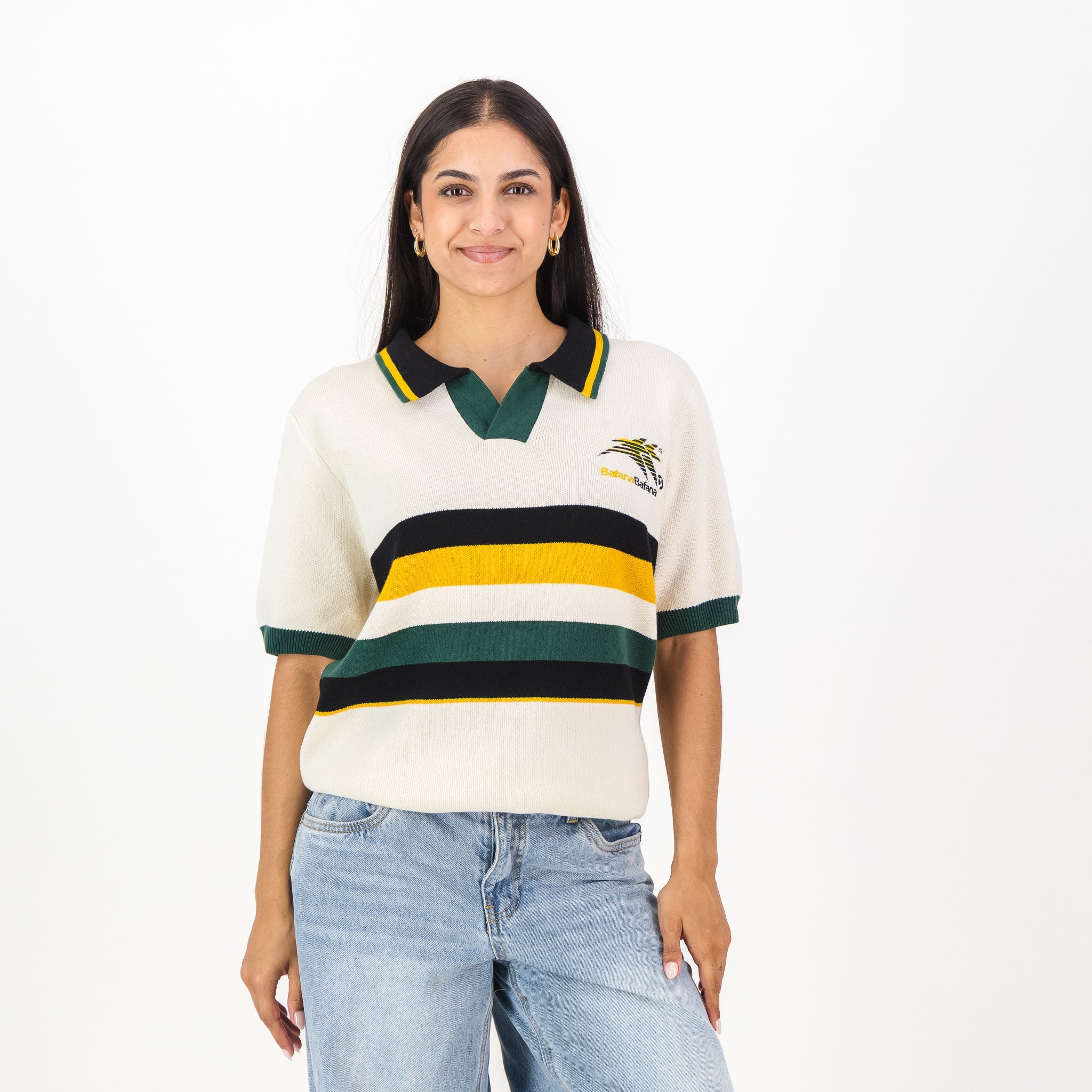 Bafana Bafana YD Stripe SS Knitwear Polo - Ivory - Old School