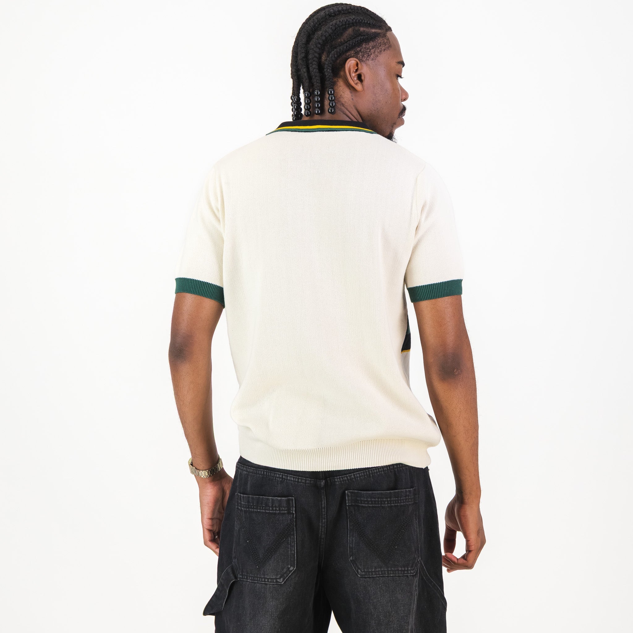 Bafana Bafana YD Stripe SS Knitwear Polo - Ivory - Old School