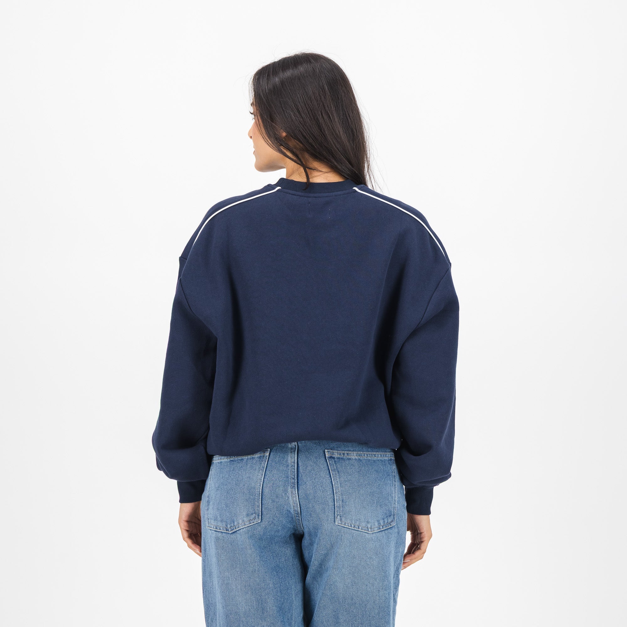 Barcelona FC colour block Crew Sweat - Navy - Old School