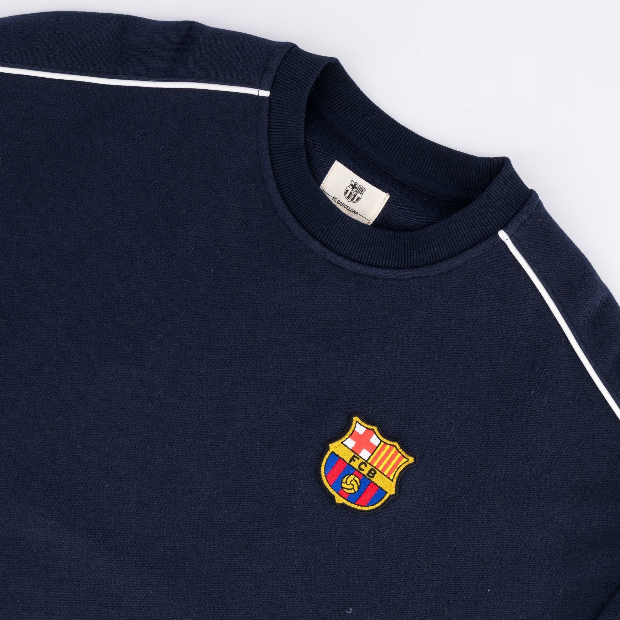 Barcelona FC colour block Crew Sweat - Navy - Old School