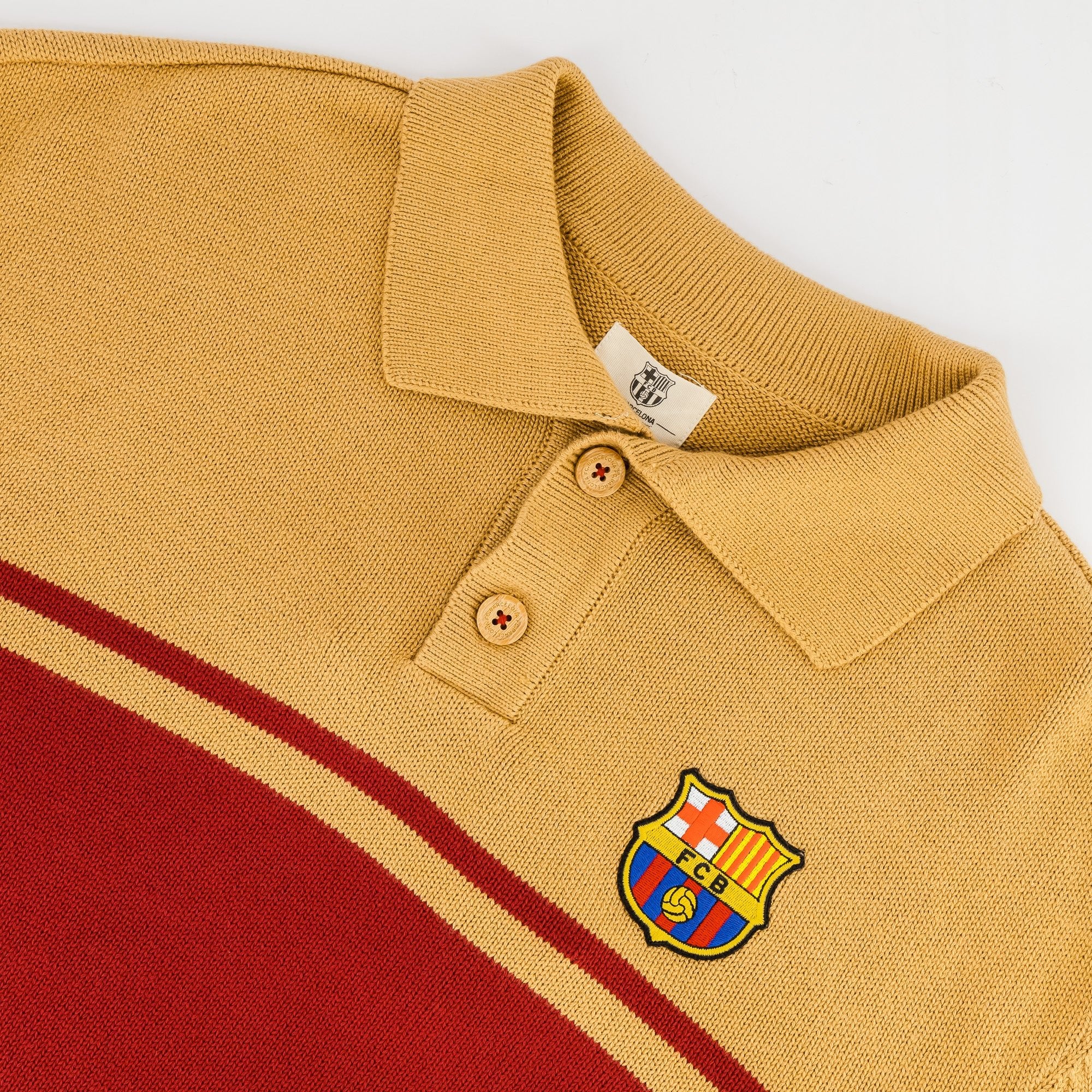 Barcelona FC Hoop Button up LS Jersey - Ice Coffee - Old School