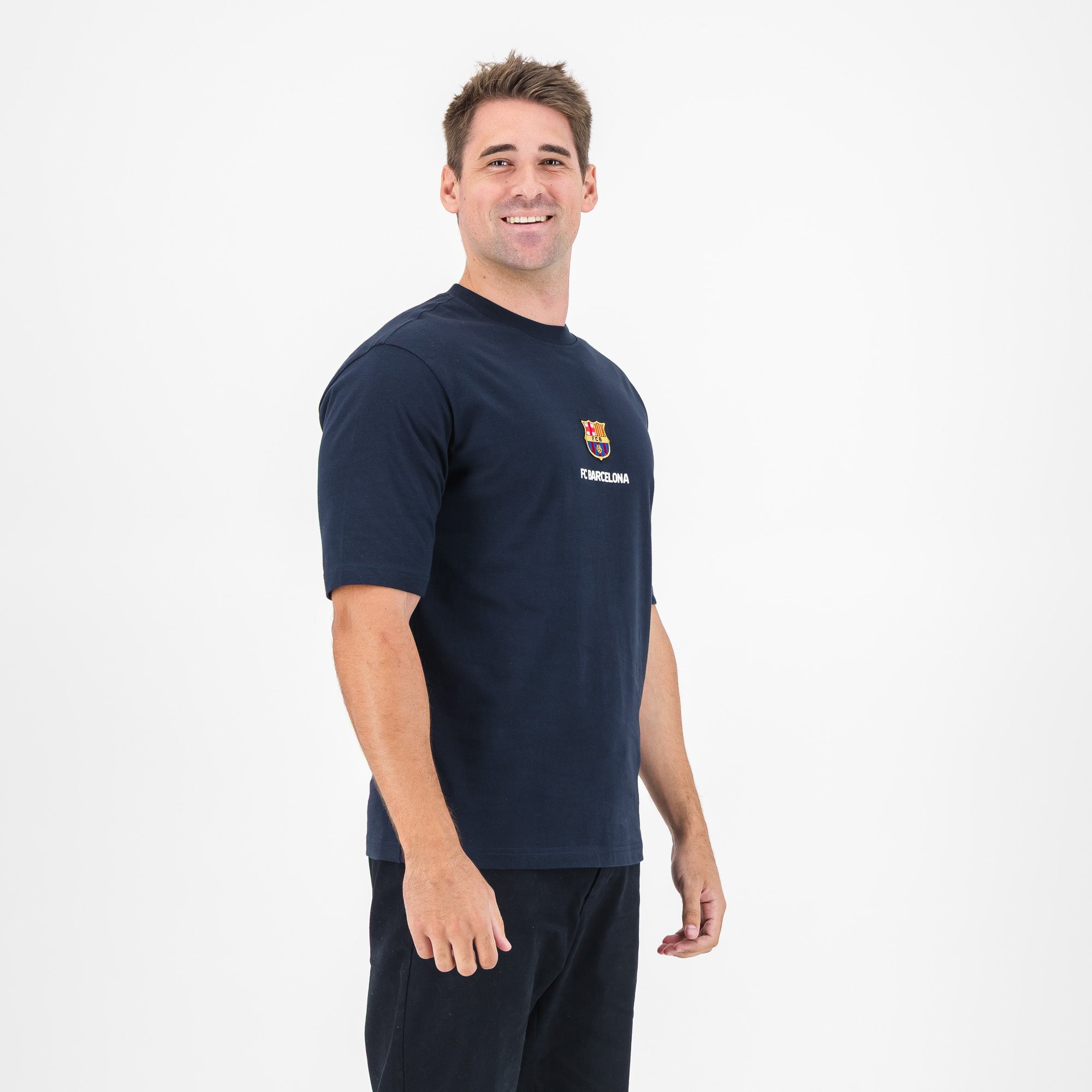 Barcelona FC Shield Boxy Tee - Navy - Old School