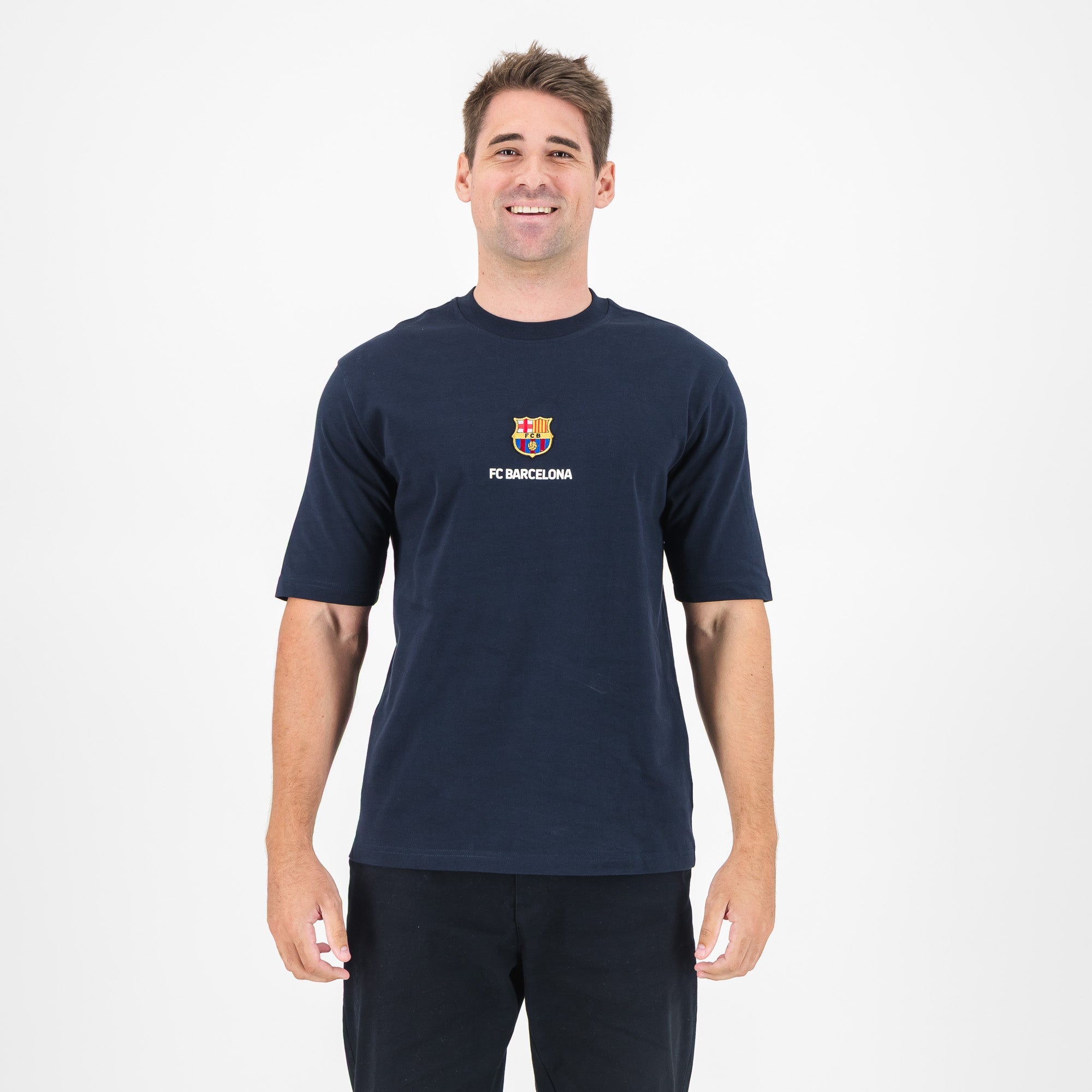 Barcelona FC Shield Boxy Tee - Navy - Old School