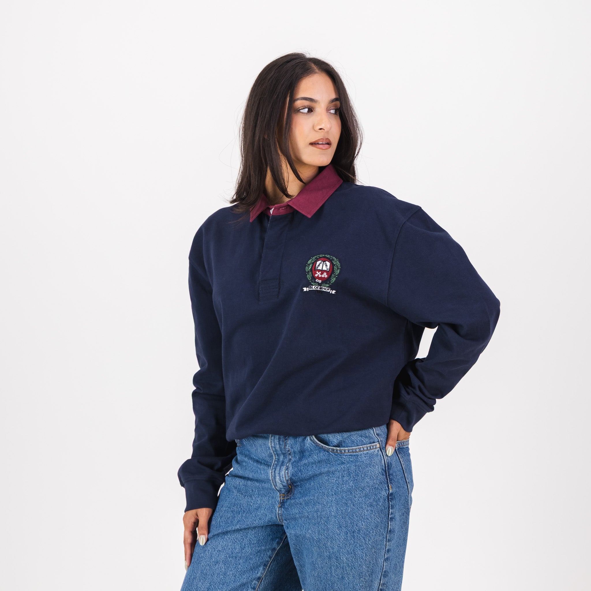 Bloemhof Girls High School LS Rugby Jersey - Navy - Old School