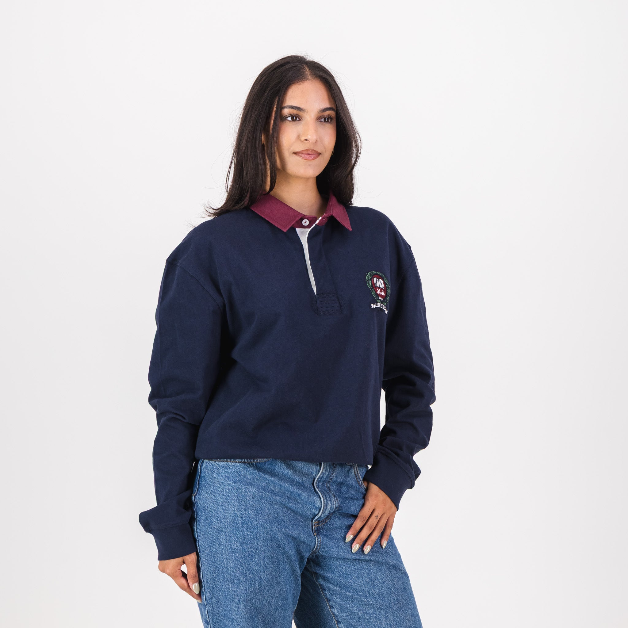 Bloemhof Girls High School LS Rugby Jersey - Navy - Old School