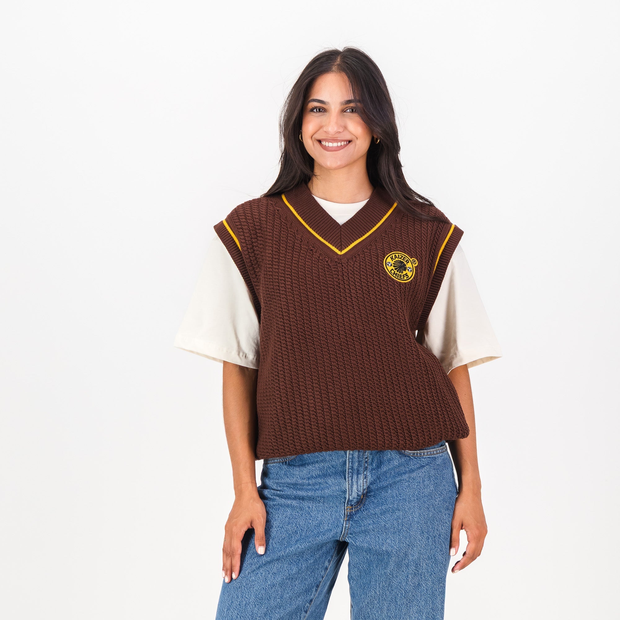GETEMONTS “quel che resta” Pullover Vest Kaizer Chiefs Heritage Crochet Vest-Chocolate – Old School