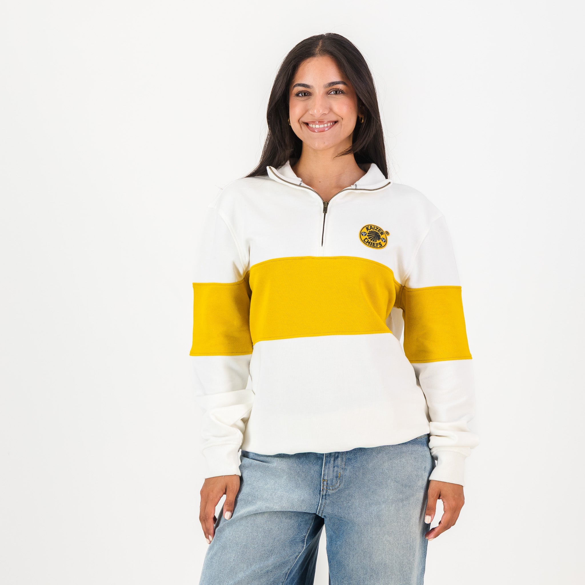 Kaizer Chiefs Hoop Quarter Zip Sweat - Cloud Dancer - Old School