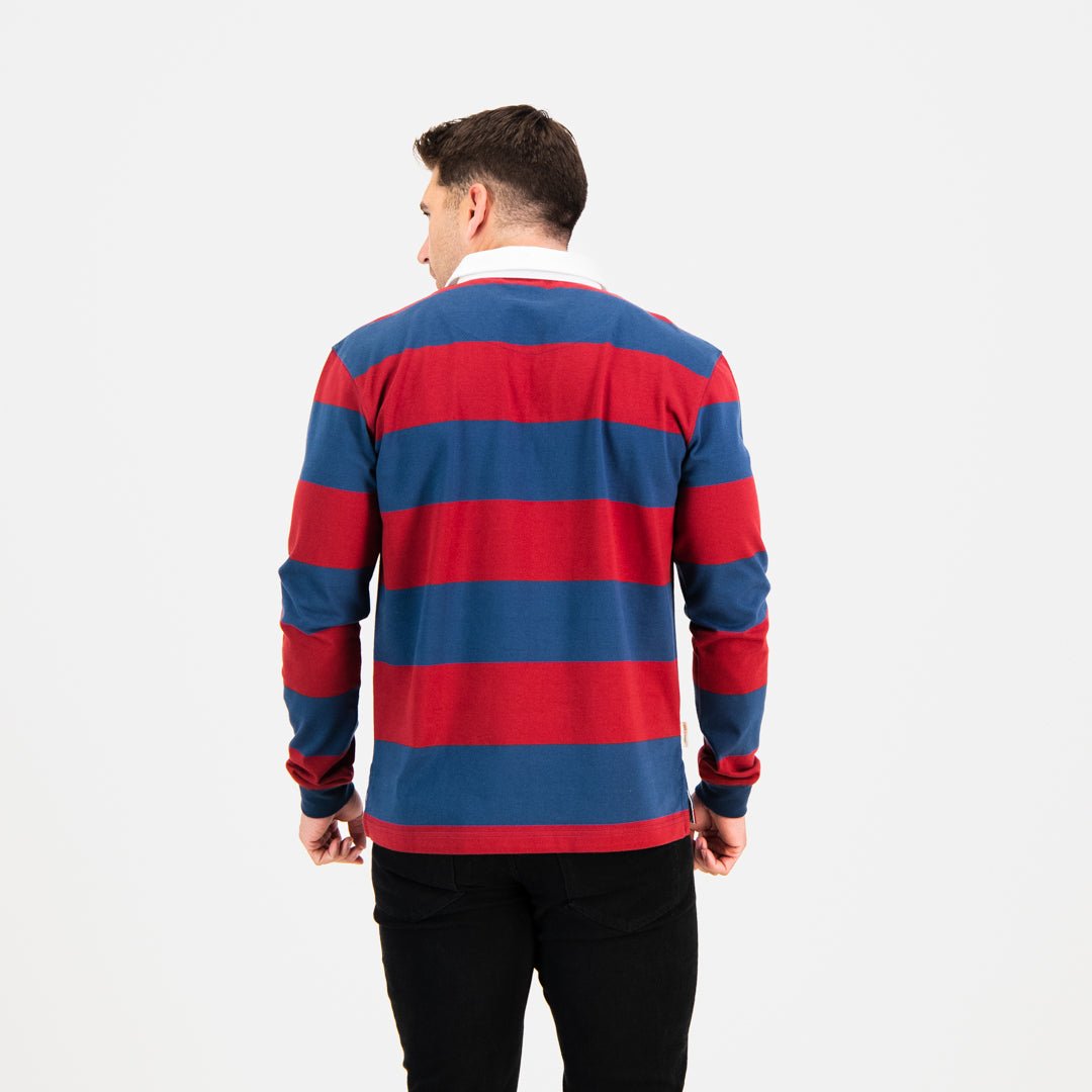 Long Sleeve Rugby Jersey - Navy and Maroon Stripe - Old School