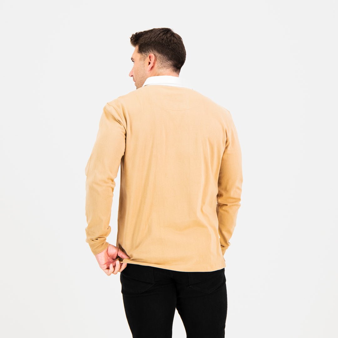 Long Sleeve Rugby Jersey - Tan - Old School