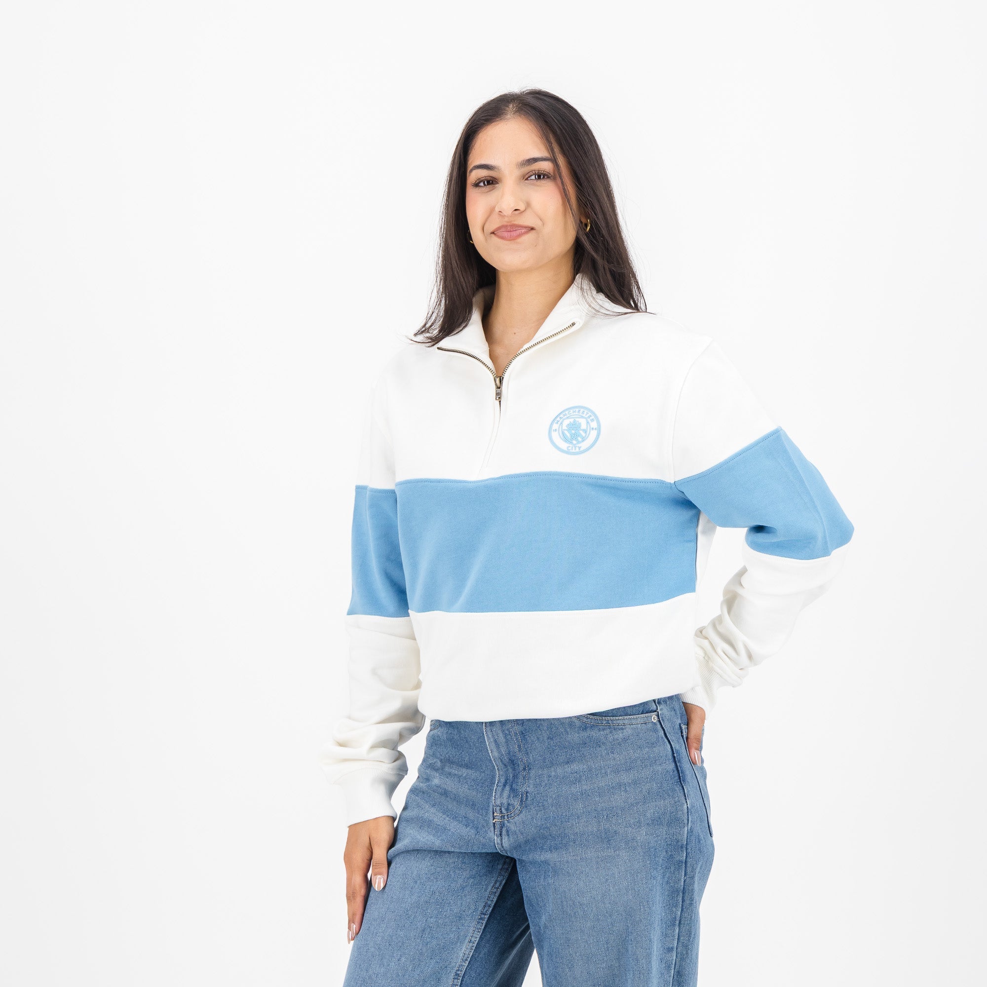 Manchester City Quarter Zip Sweat - Cloud Dancer - Old School