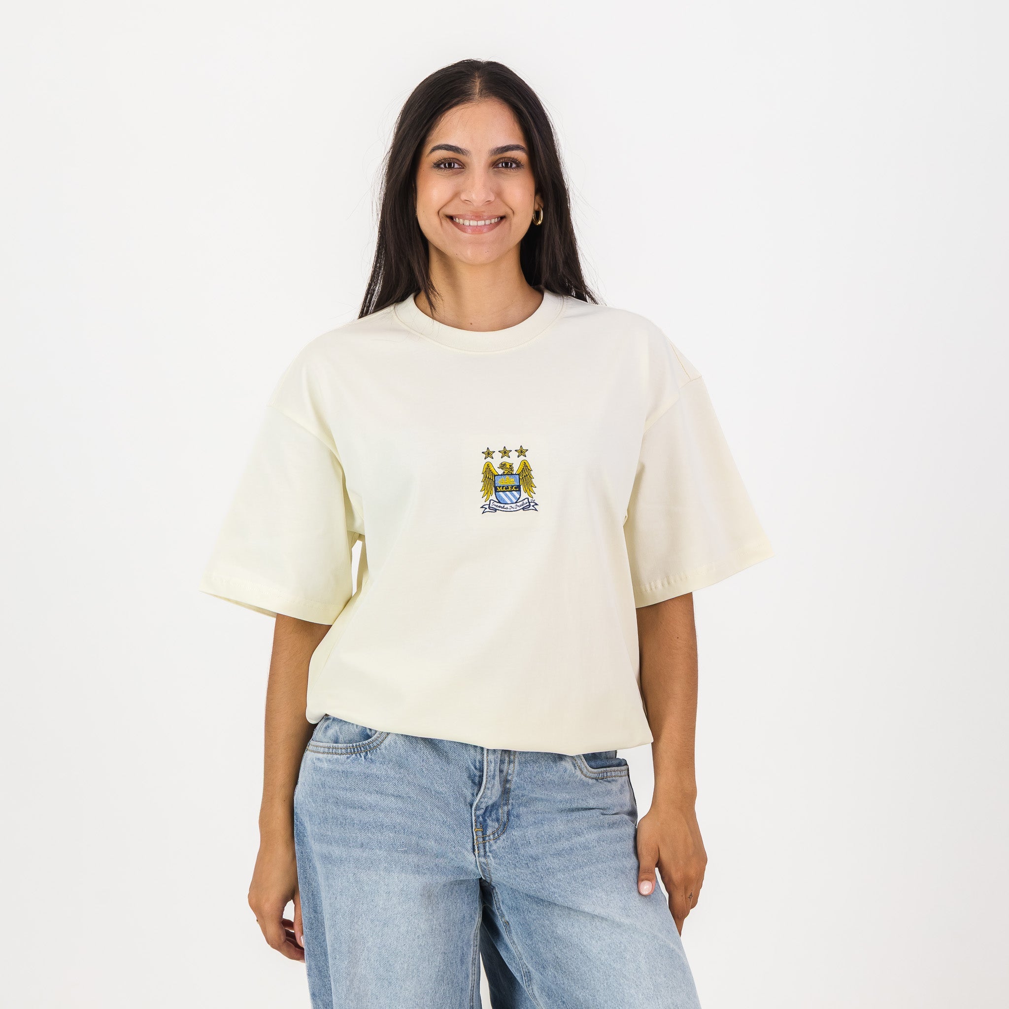 Manchester City Vintage Crest Boxy Tee-Cloud Dancer – Old School