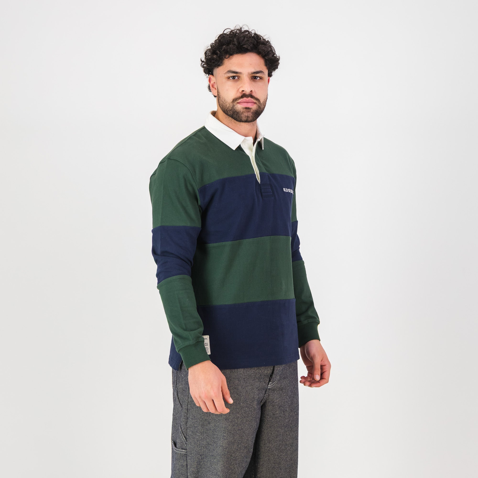 Old School C&S Stripe LS Rugby Jersey - Navy - Old School