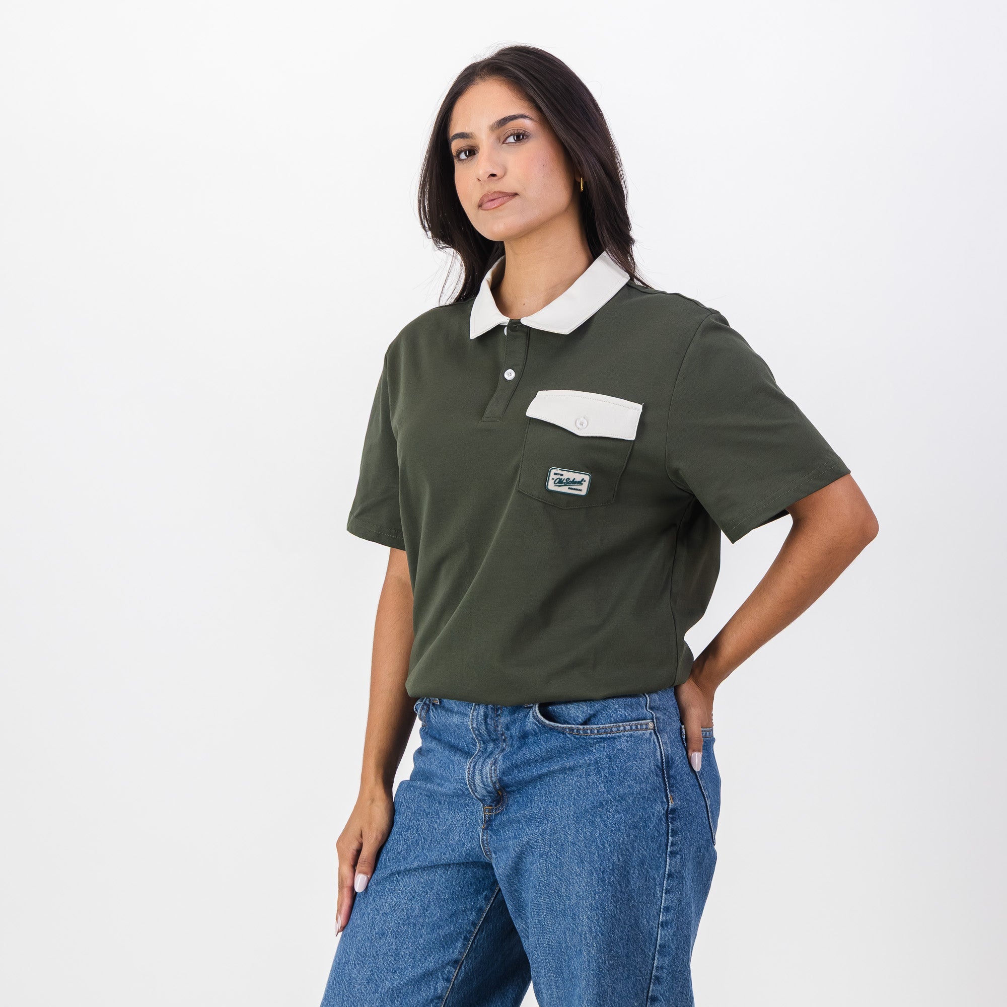 Old School Leisure Pocket SS Polo Green - Old School