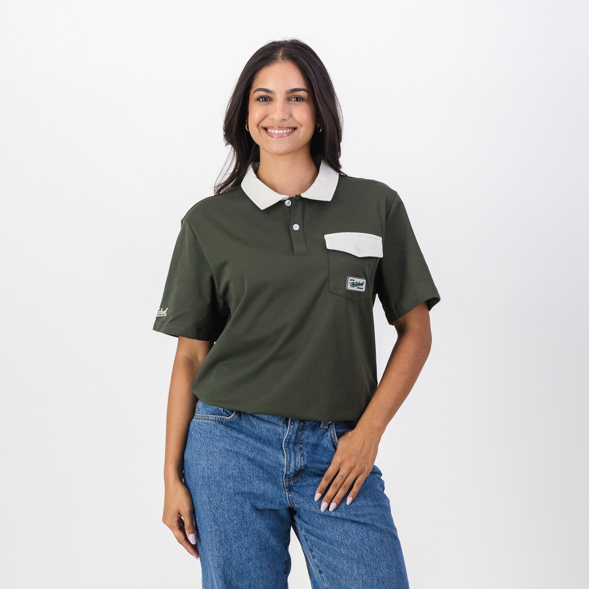 Old School Leisure Pocket SS Polo Green - Old School