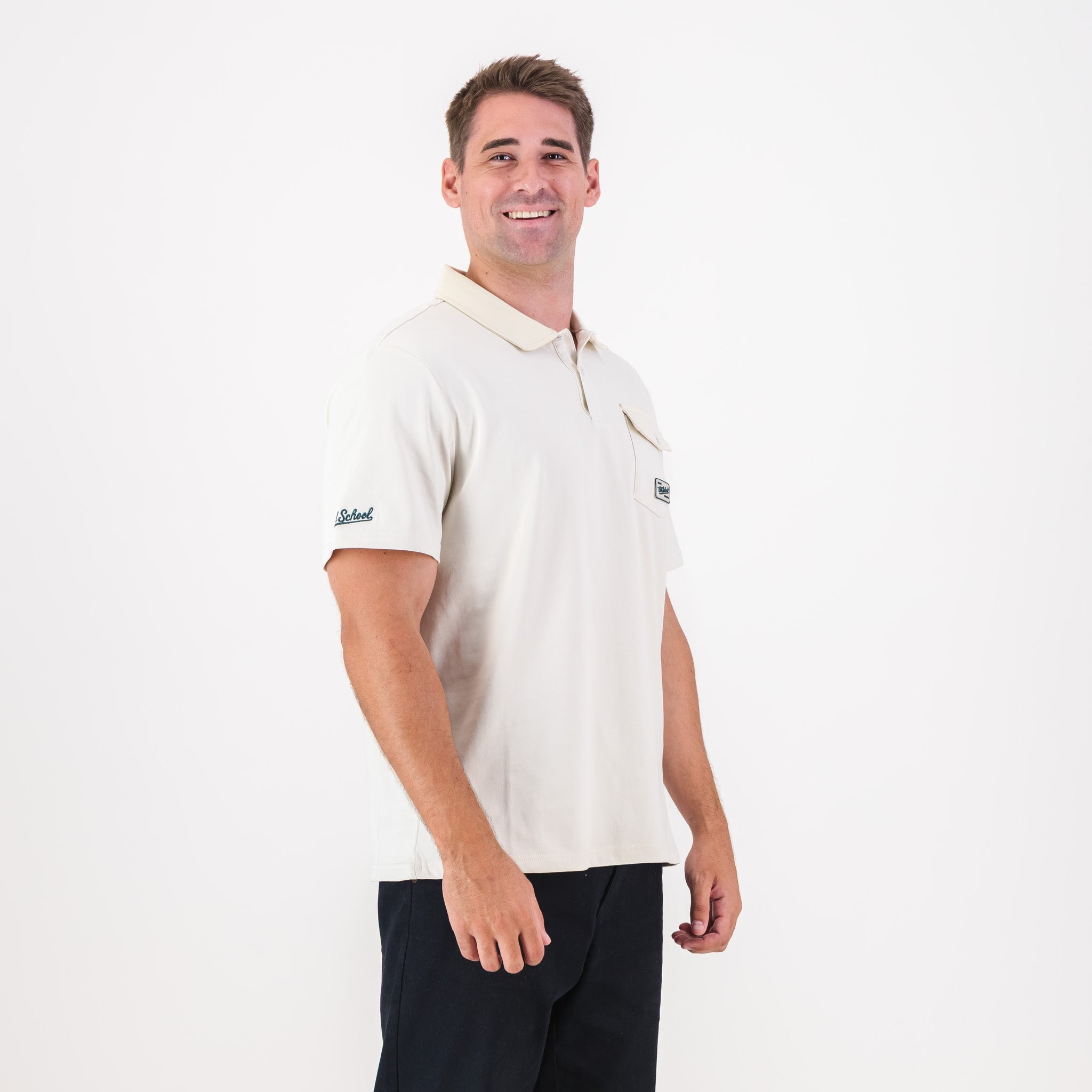 Old School Leisure Pocket SS Polo Ivory - Old School