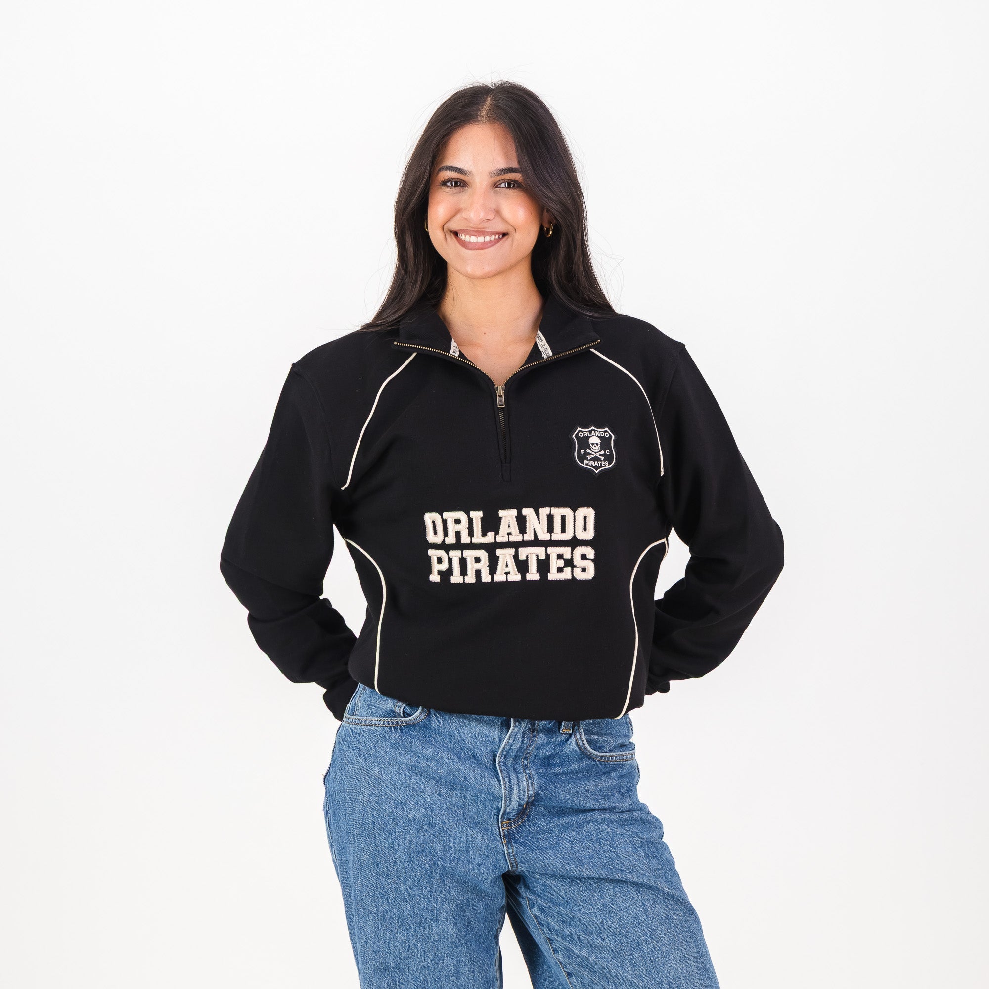 Orlando Pirates Piped Quarter Zip Sweat - black - Old School