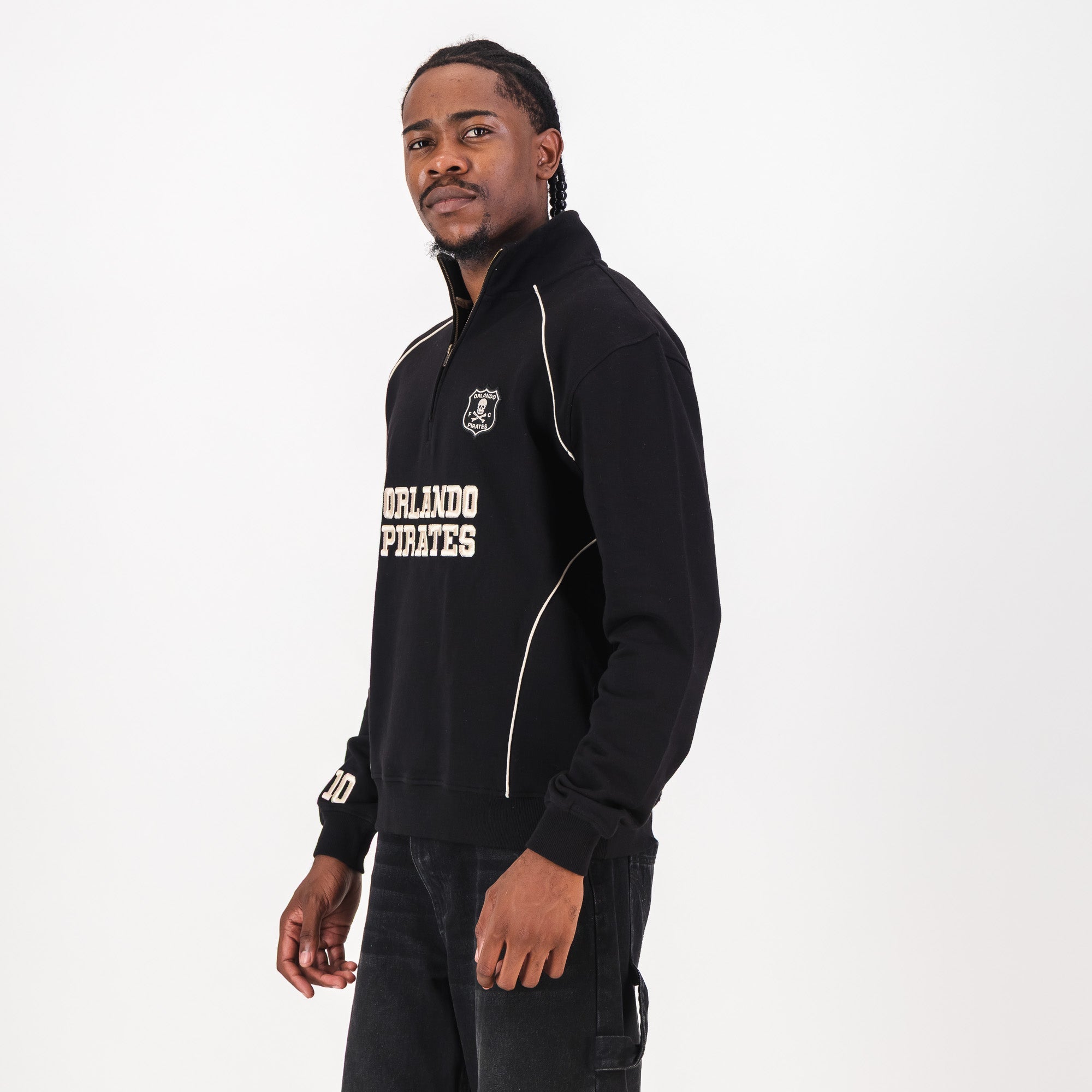 Orlando Pirates Piped Quarter Zip Sweat - black - Old School