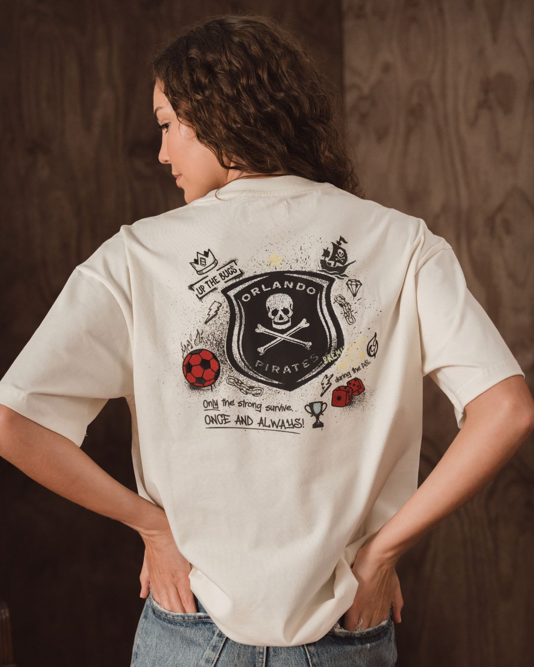 Orlando Pirates Quirky Boxy Tee - Ivory - Old School