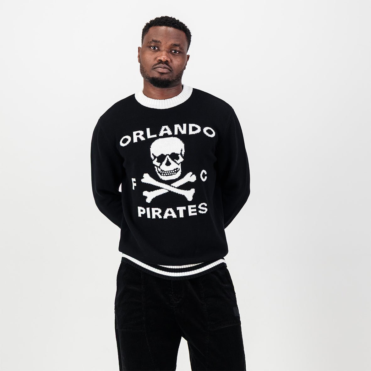 Orlando Pirates Tipped Crew Knit LS Jersey - Black - Old School
