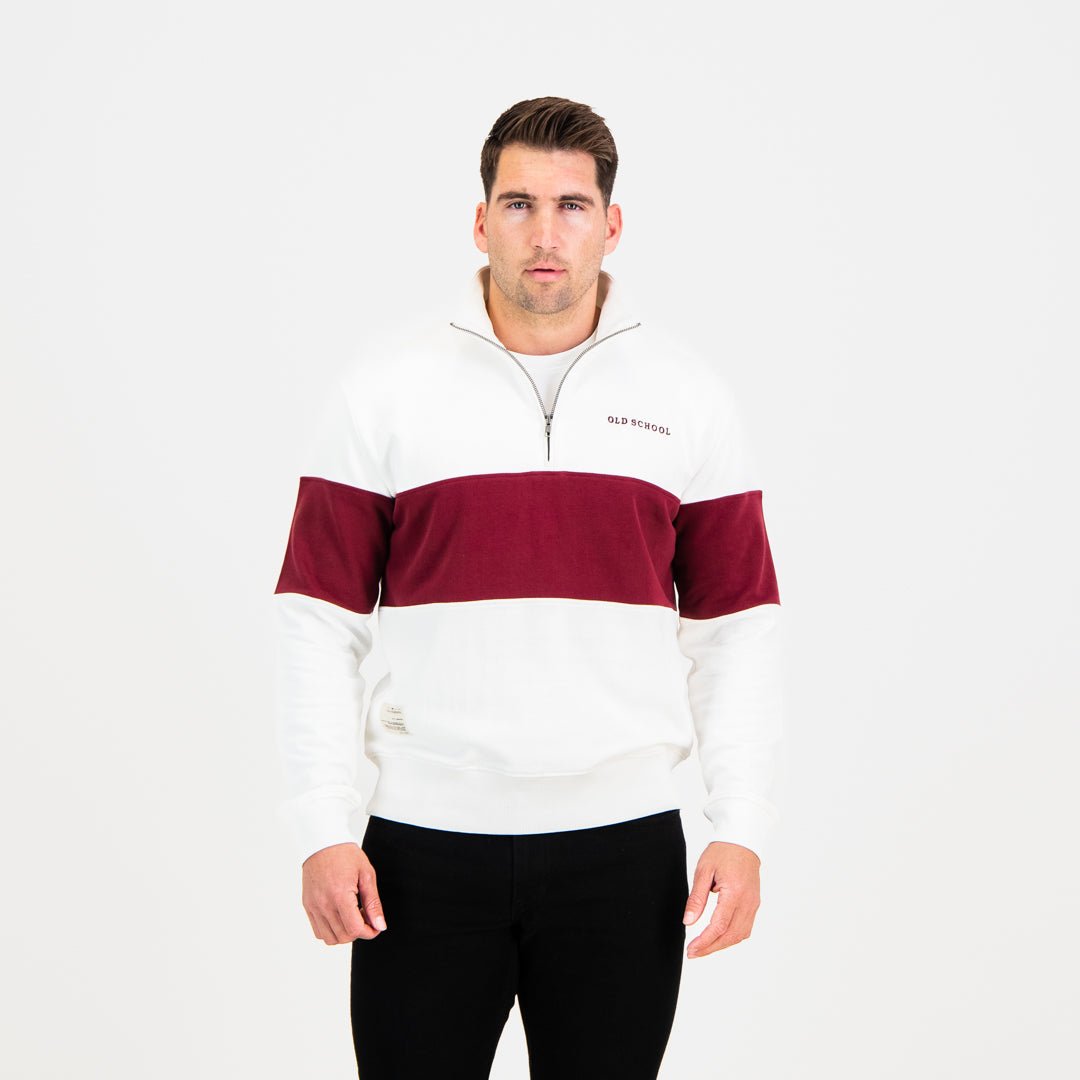 Quarter Zip Sweater - Maroon - Old School