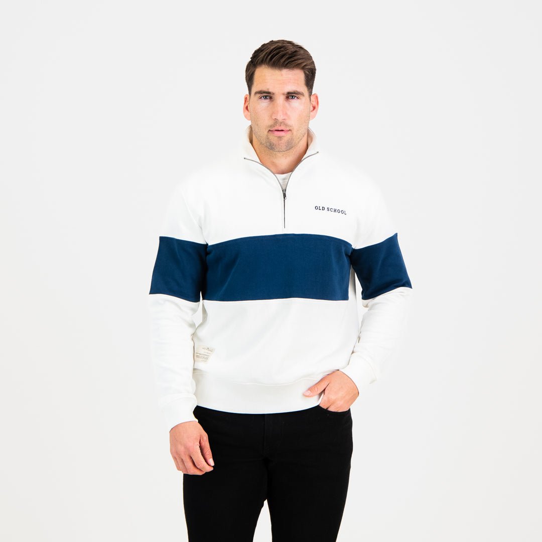 Quarter Zip Sweater - Navy - Old School