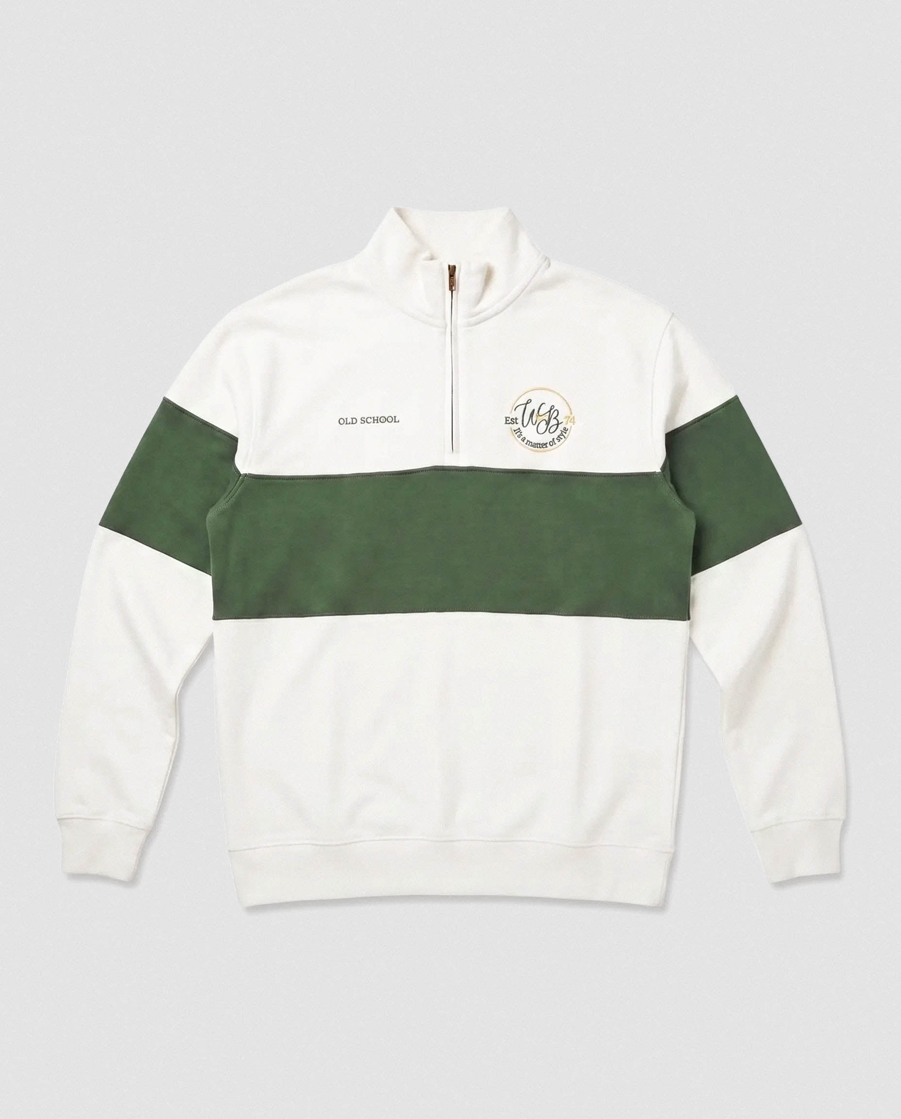 Schools Wag 'n Bietjie Quarter Zip Sweat Panel Green White