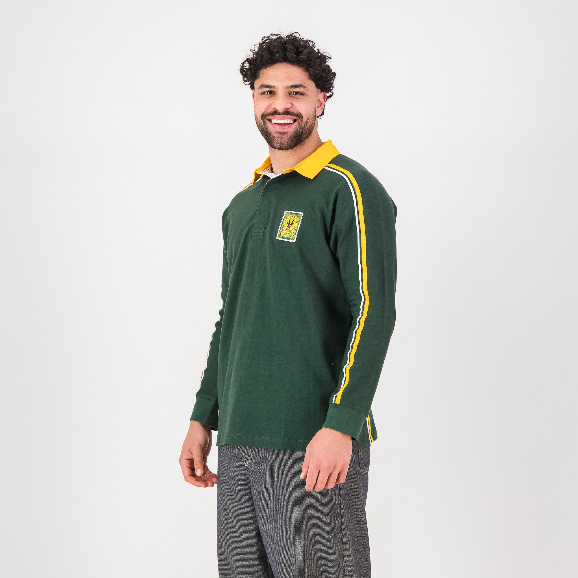 SA Supporters Styled LS Rugby Jersey - OS Green - Old School