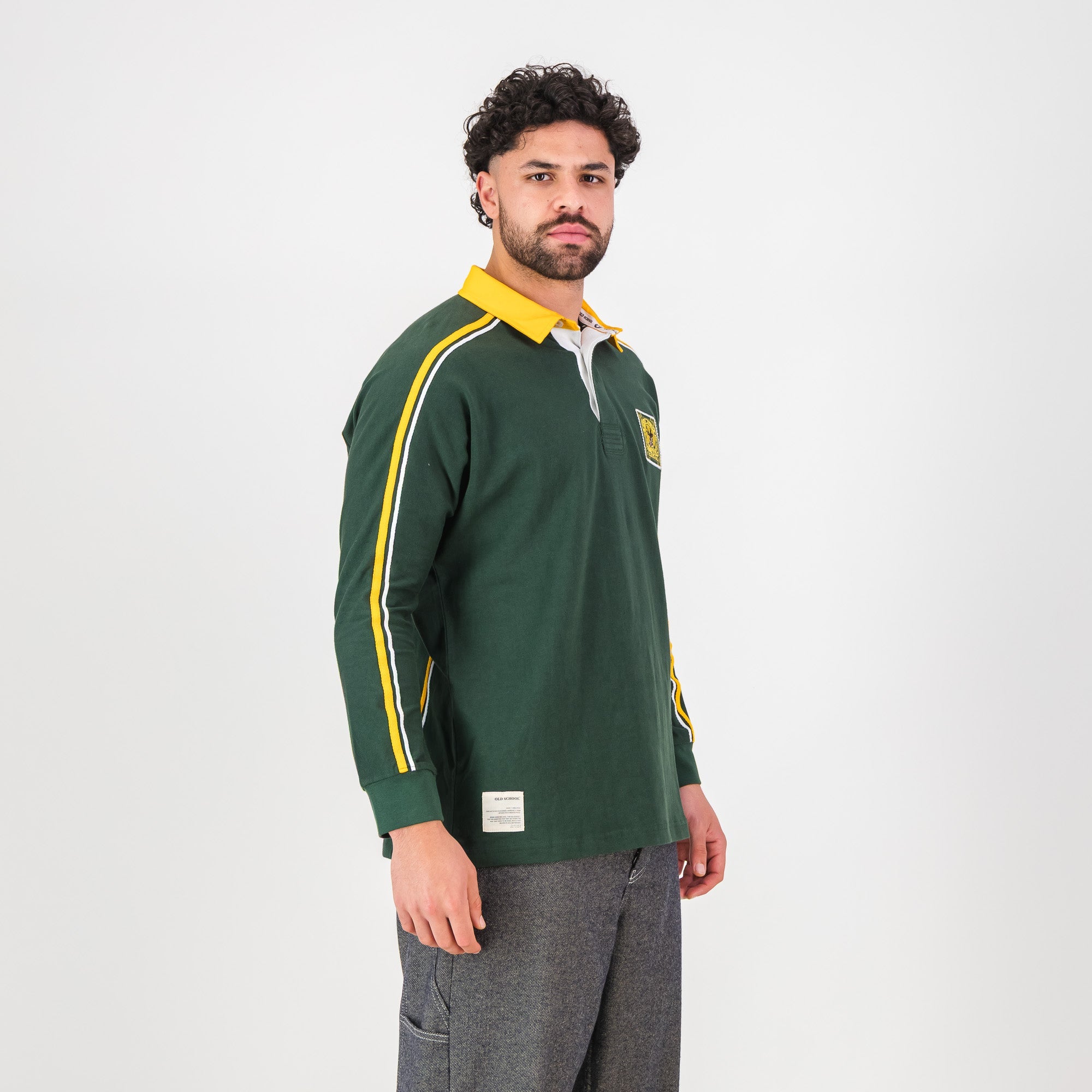 SA Supporters Styled LS Rugby Jersey - OS Green - Old School