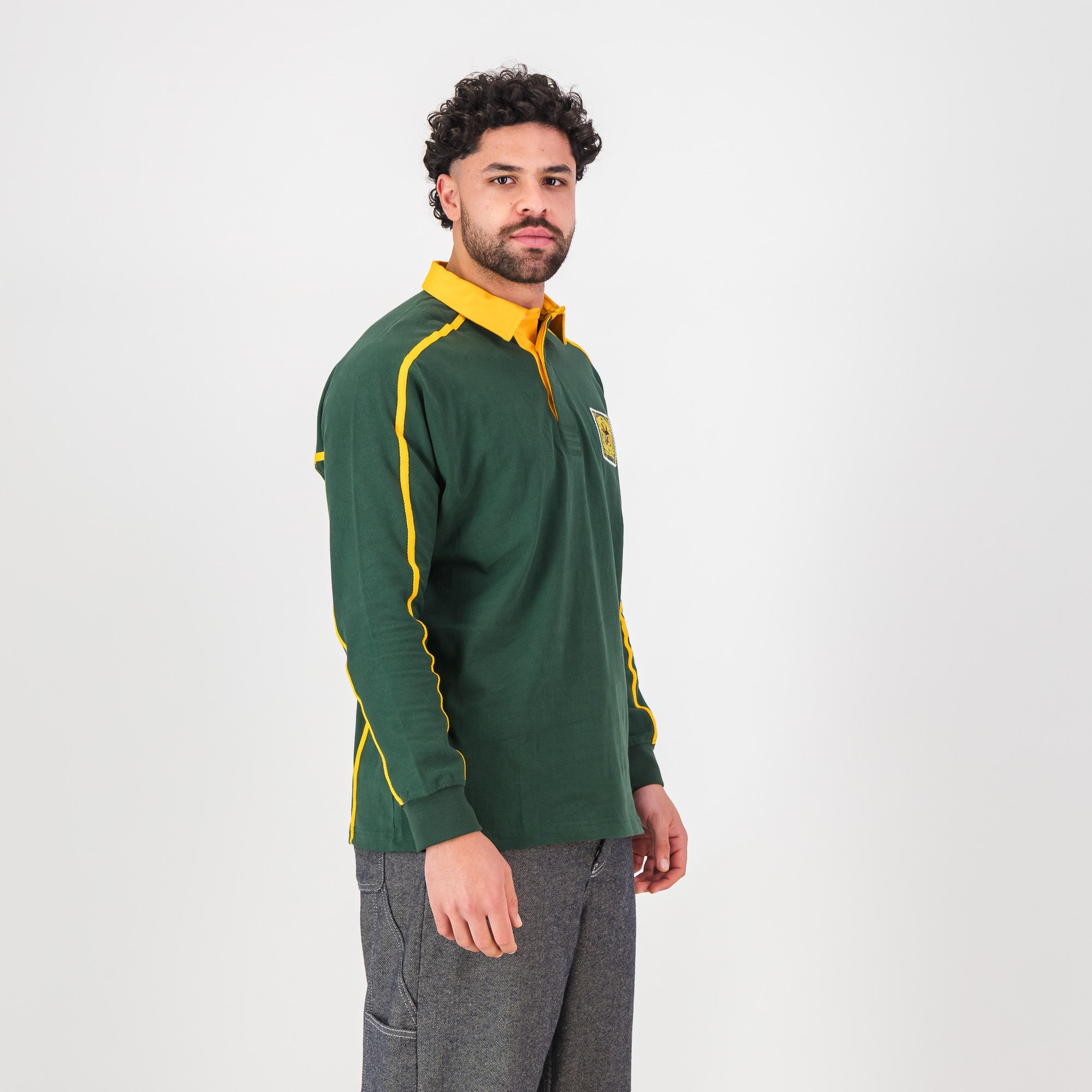 SA Supporters Twill Raglan LS Rugby Jersey - OS Green - Old School