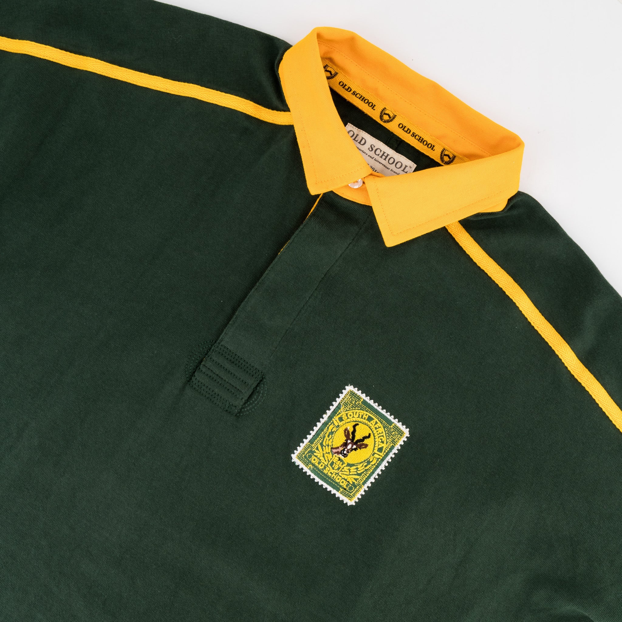 SA Supporters Twill Sleeve SS Rugby Jersey Raglan Green - Old School