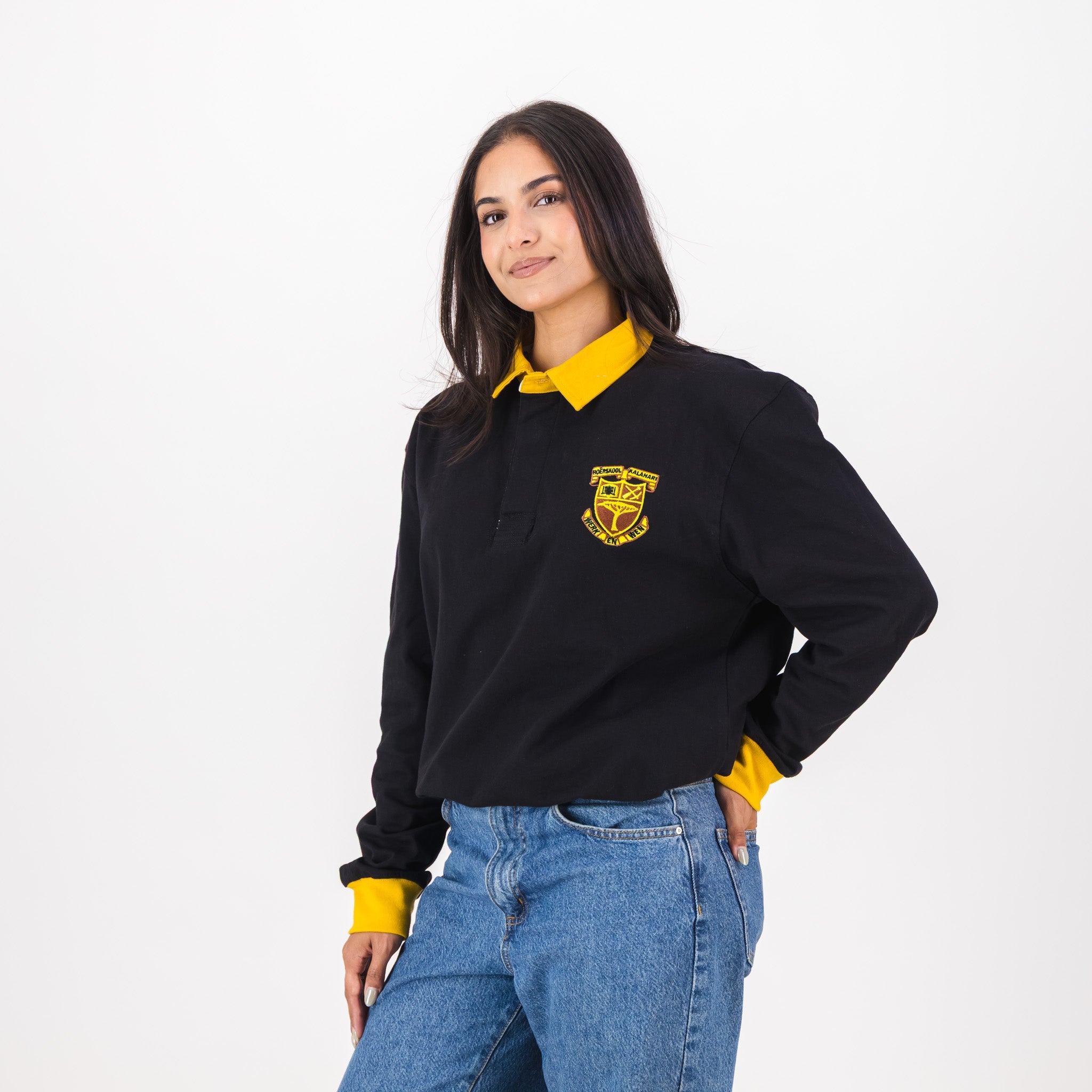 Schools Kalahari Long Sleeve Rugby Jersey Plain Black - Old School