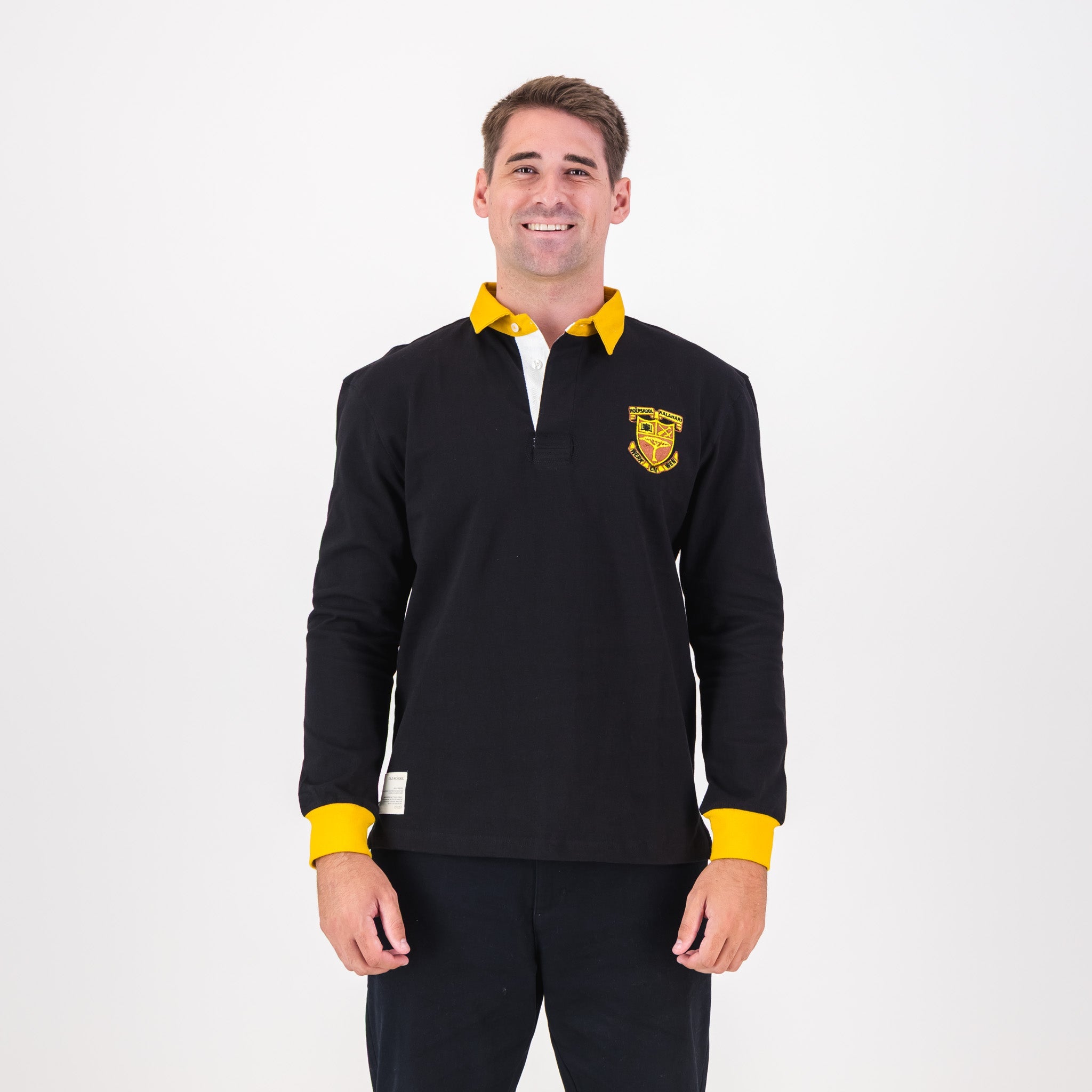 Schools Kalahari Long Sleeve Rugby Jersey Plain Black - Old School