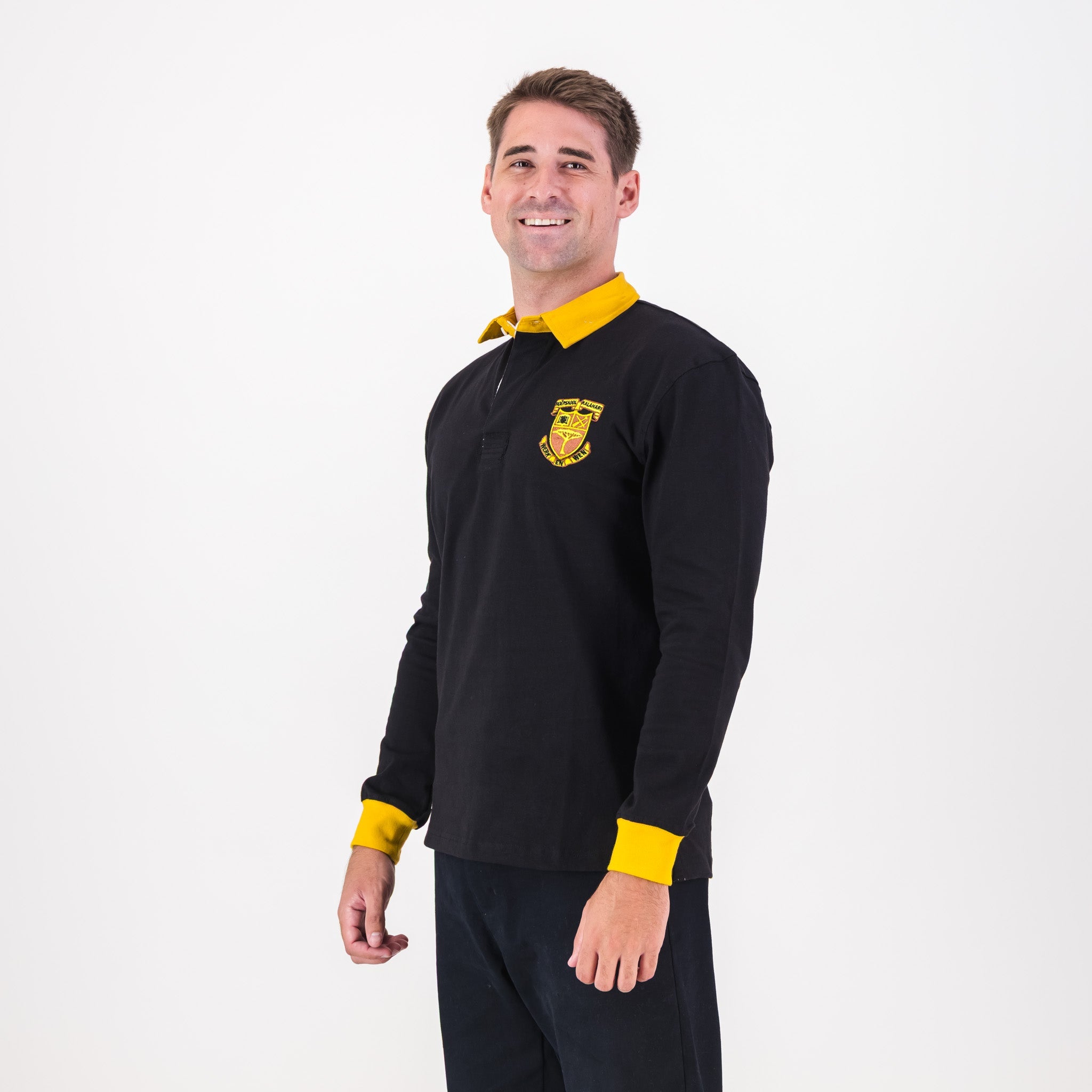 Schools Kalahari Long Sleeve Rugby Jersey Plain Black - Old School