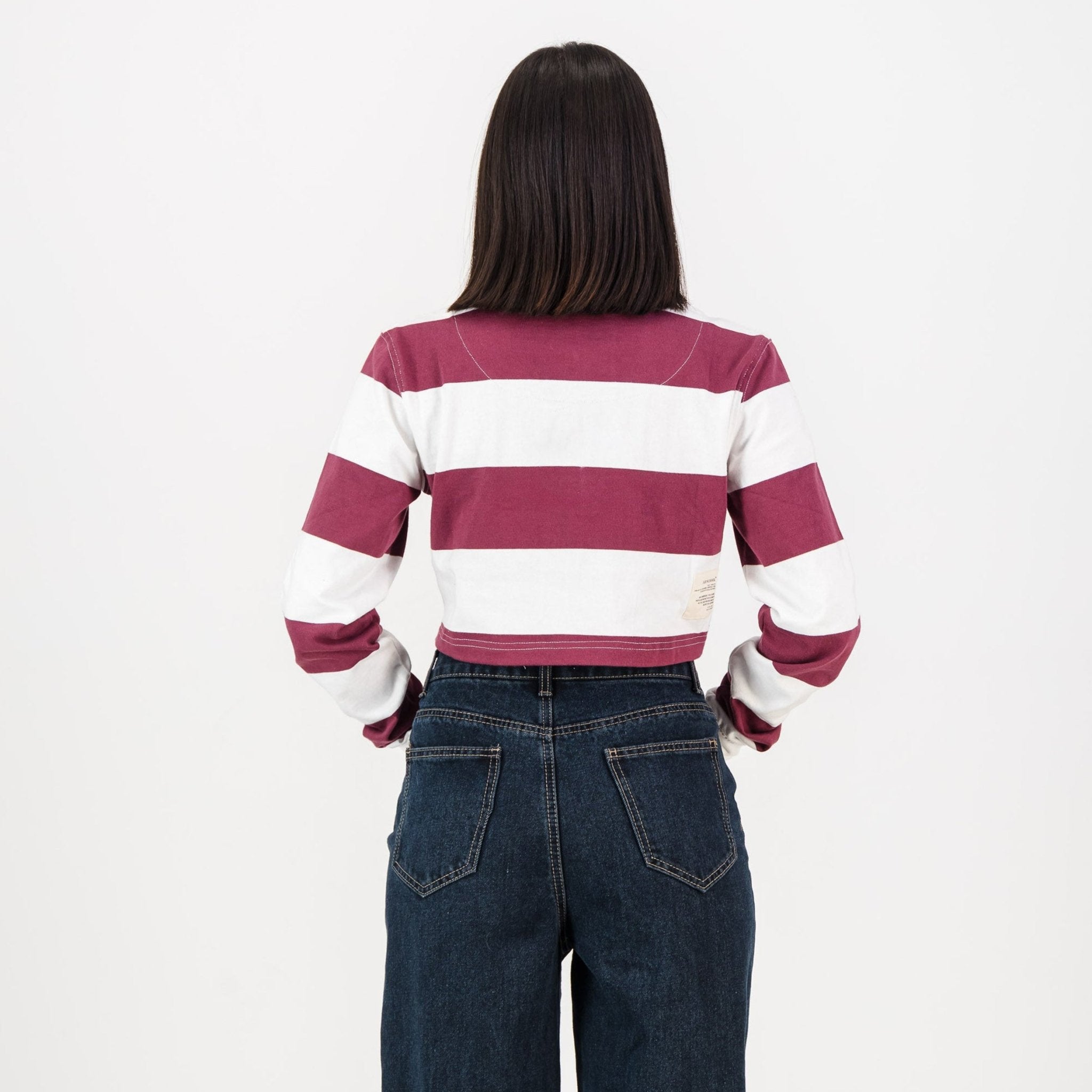 Schools Maties YD 8X8 Striped Crop - Maroon - Old School