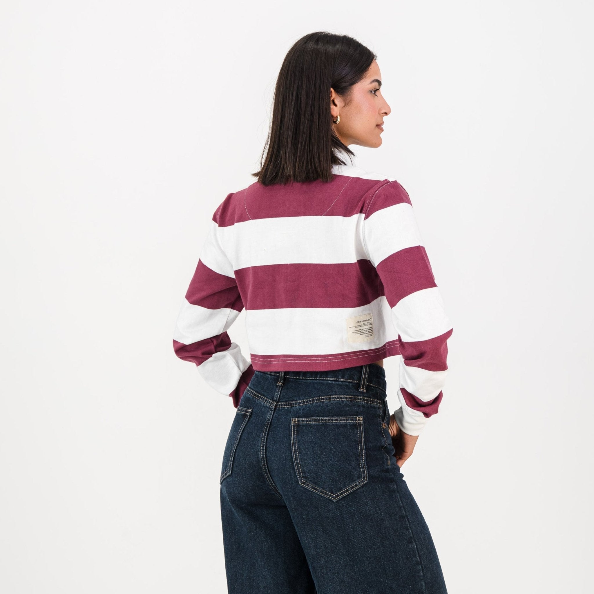 Schools Maties YD 8X8 Striped Crop - Maroon - Old School