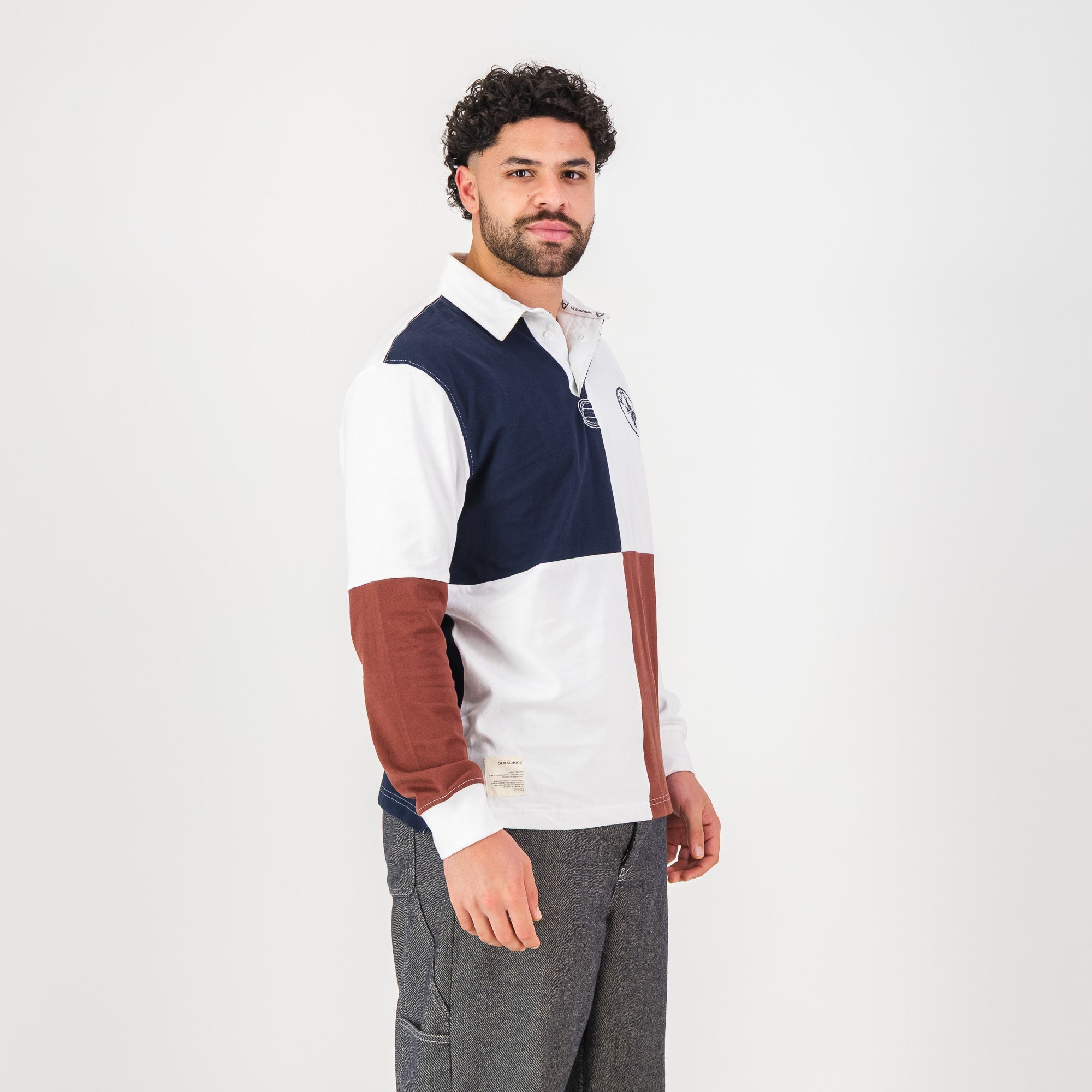 Schools Northwood Quartered LS Rugby Jersey - White - Old School