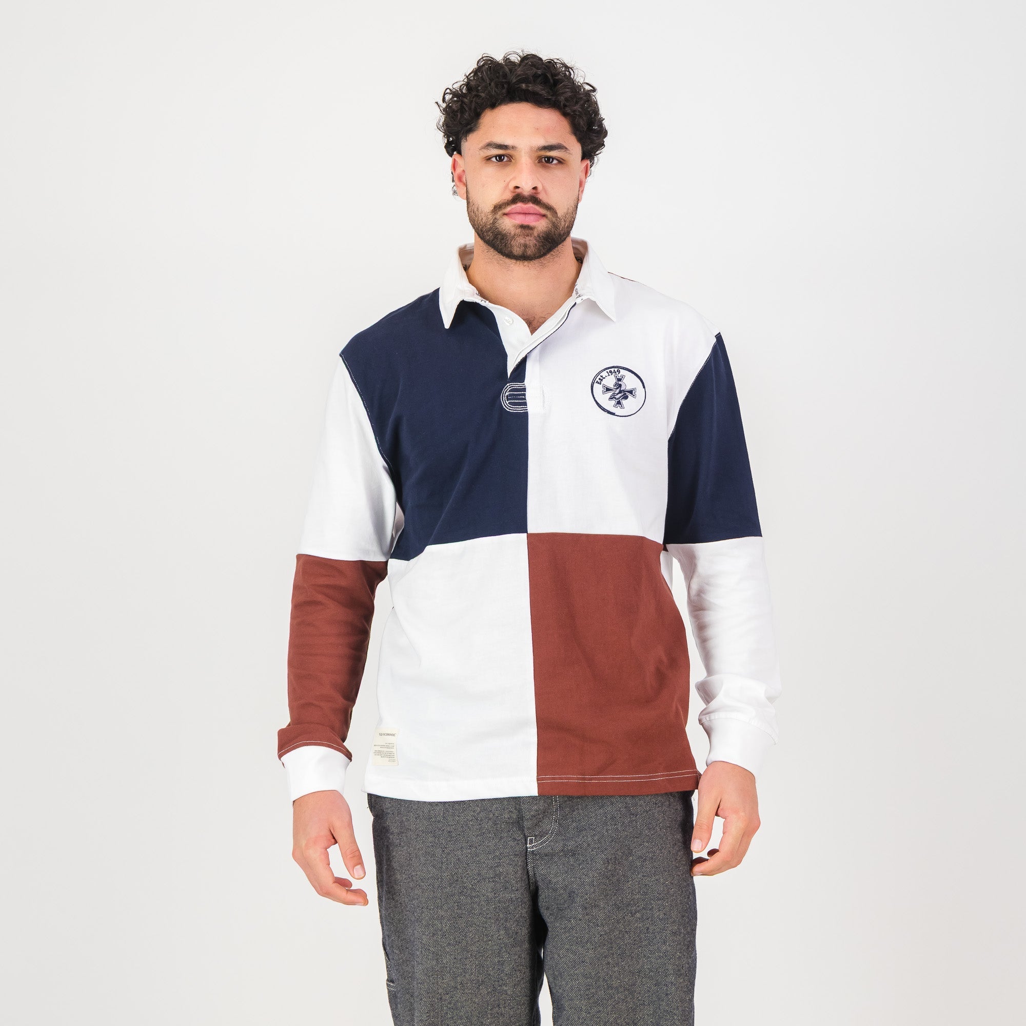 Schools Northwood Quartered LS Rugby Jersey - White - Old School