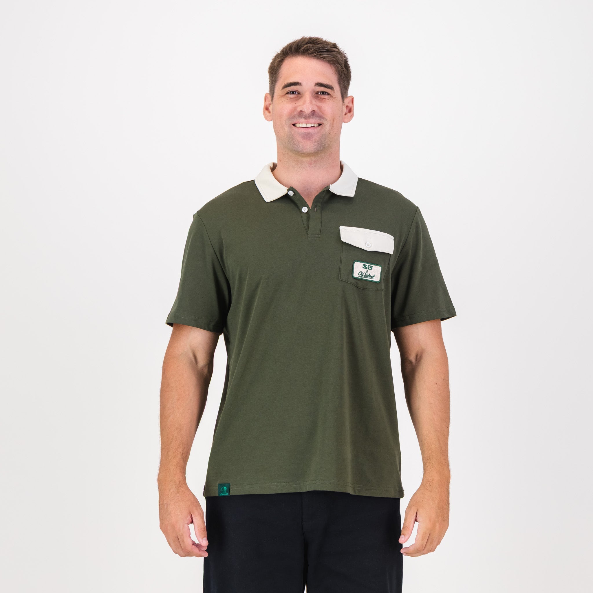 Southern Guards Retro Short Sleeve Golf Polo Pocket Patch Green - Old School