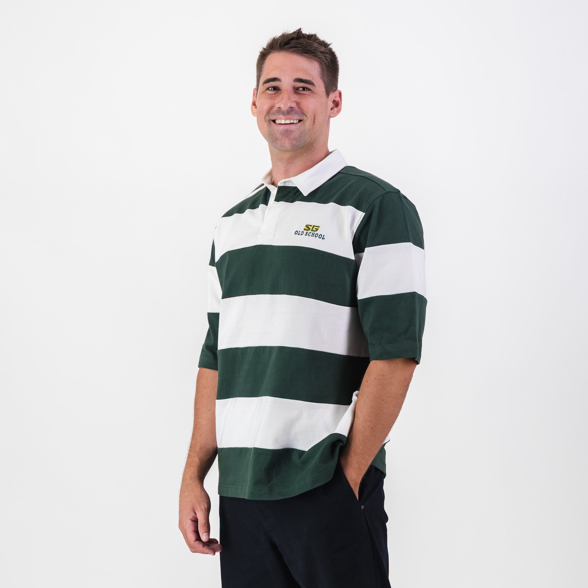 Southern Guards Short Sleeve Rugby Jersey Cut & Sew Green - Old School