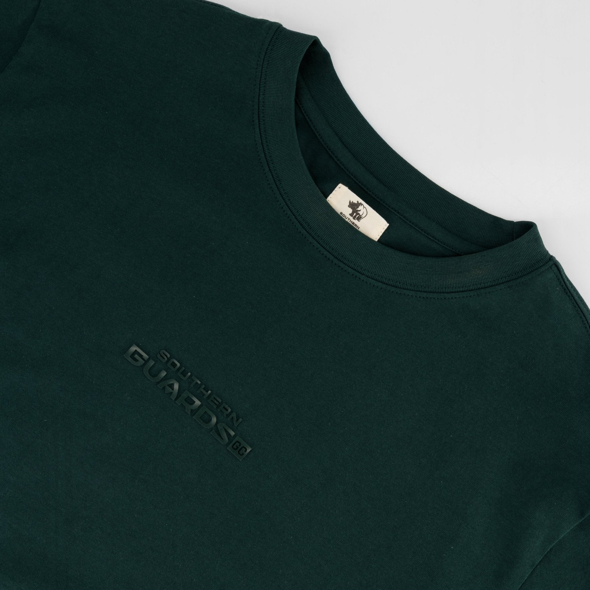 Southern Guards Stacked Logo Regular Crew T-Shirt Plain Green - Old School