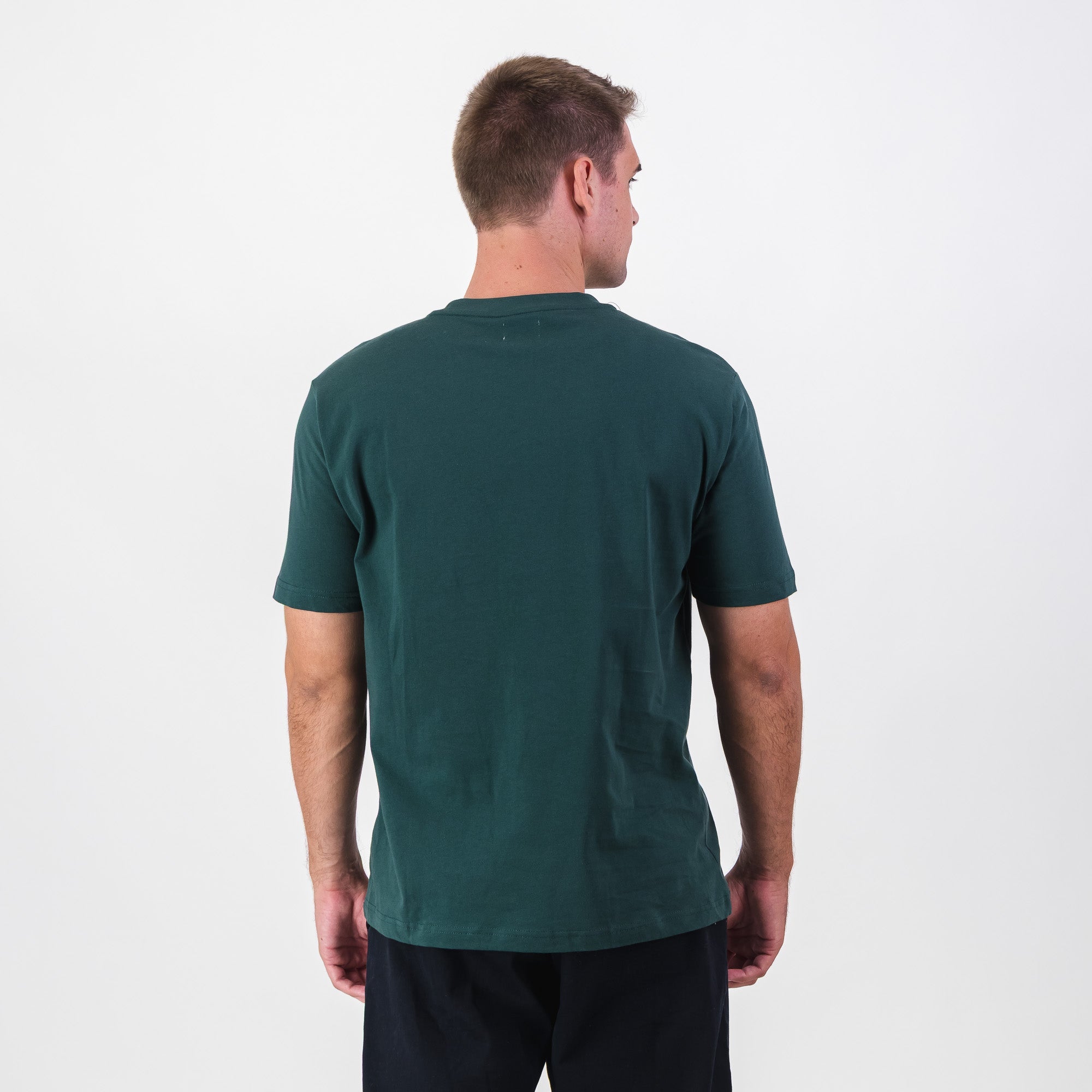 Southern Guards Stacked Logo Regular Crew T-Shirt Plain Green - Old School