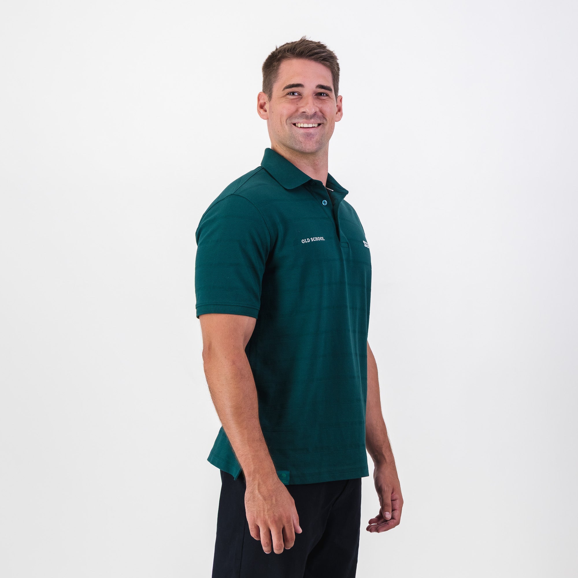 Southern Guards Textured Short Sleeve Golf Polo Textured Jacquard Green - Old School