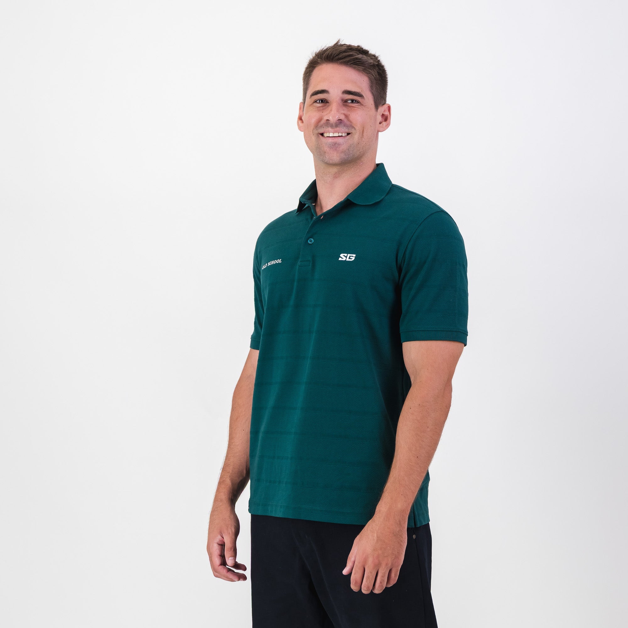 Southern Guards Textured Short Sleeve Golf Polo Textured Jacquard Green - Old School